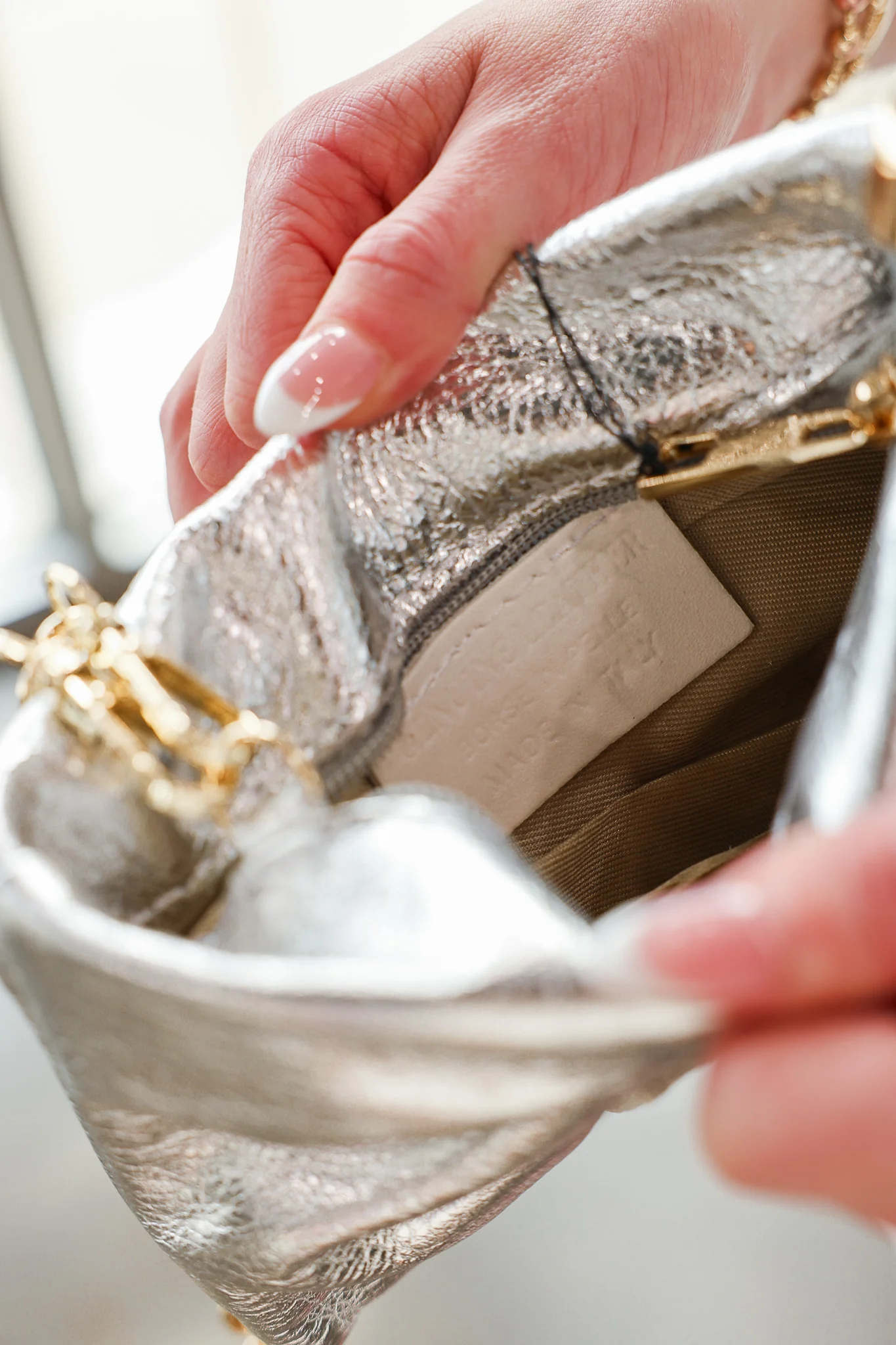 Genuine Italian Leather Clutch - Silver - Image 5