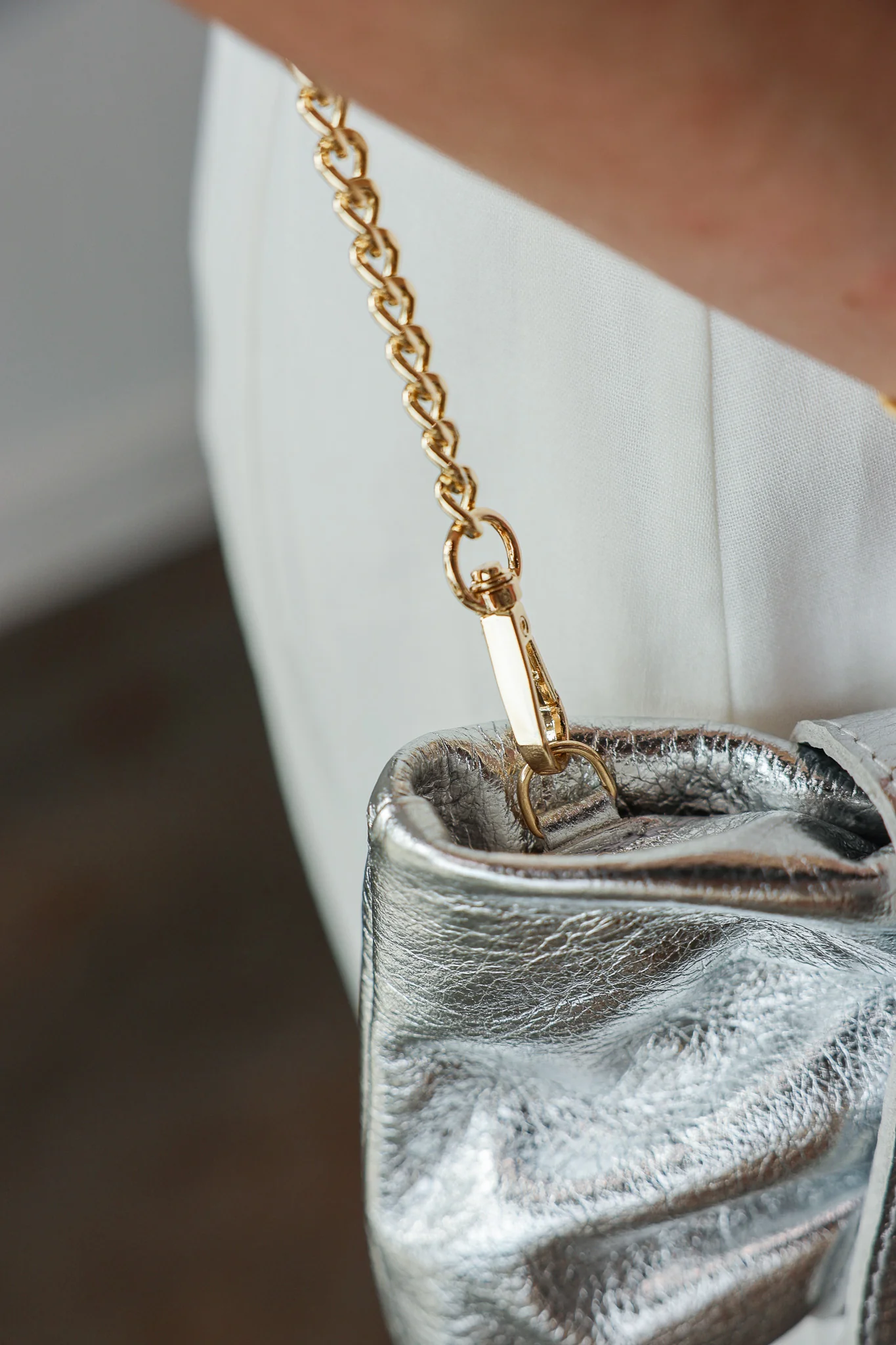 Genuine Italian Leather Clutch - Silver - Image 7