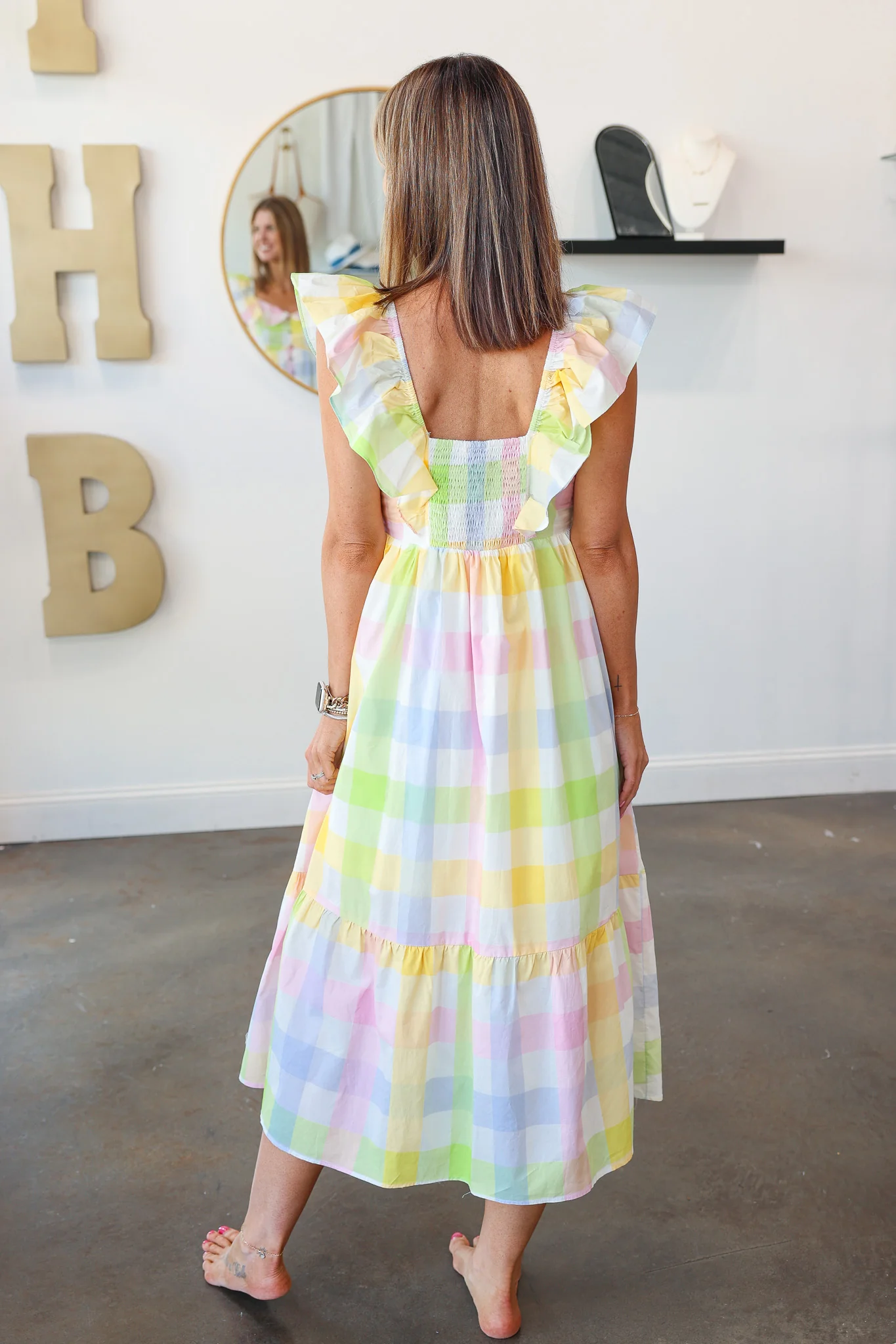 Gingham Button Front Dress - Image 6