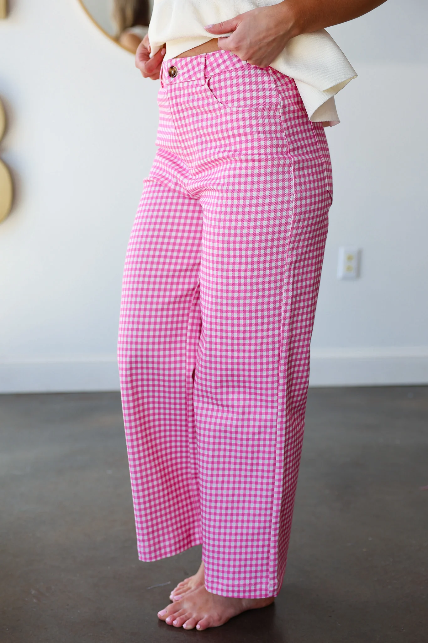 Gingham Pants - Pink - Image 3