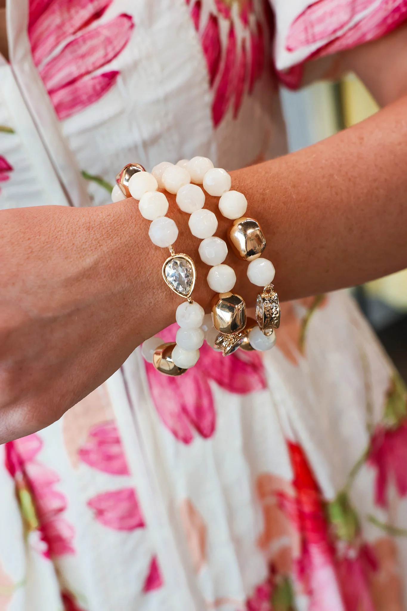Gold + Rhinestone + Stone Bracelet (3)