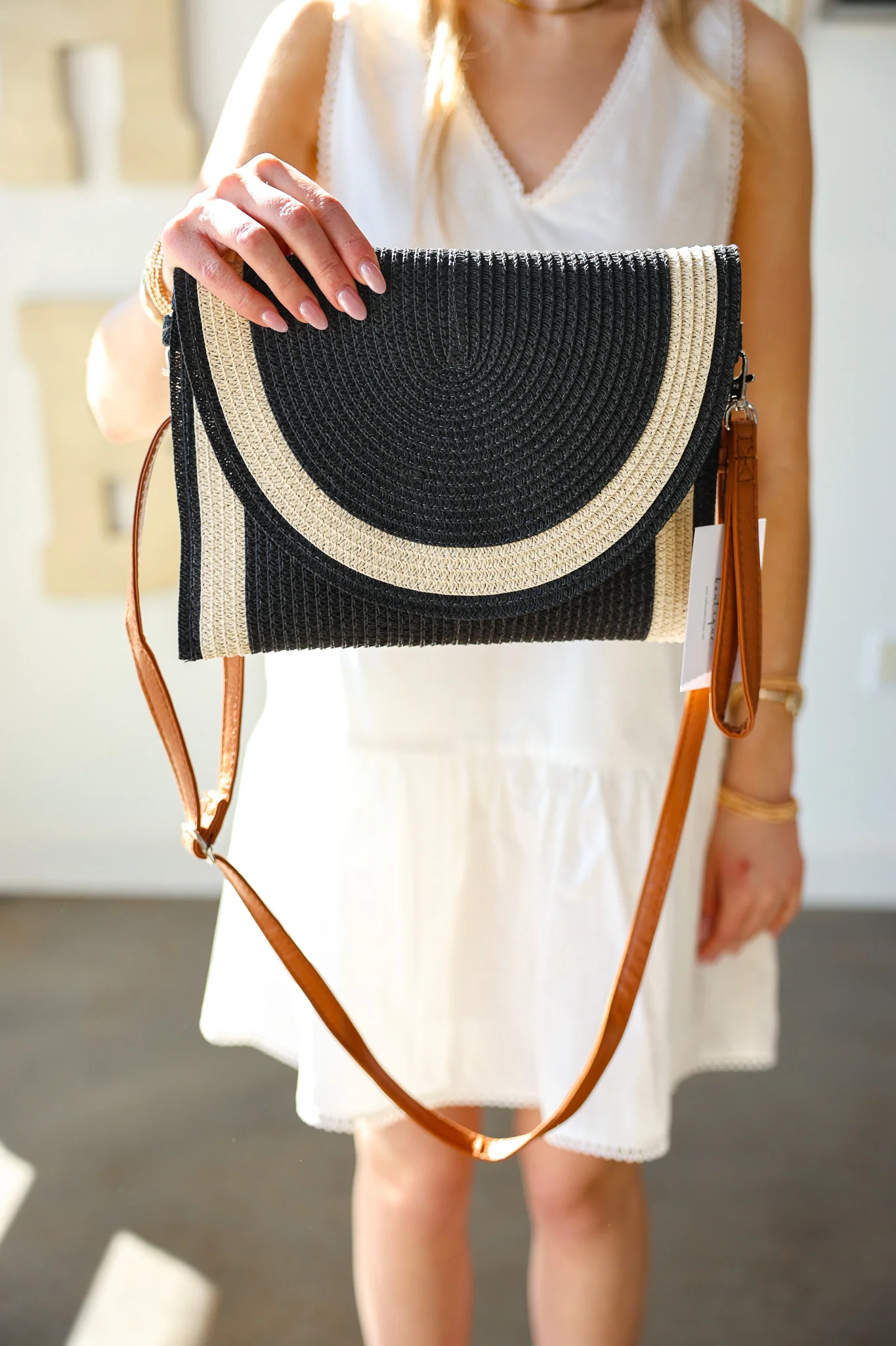 Straw Crossbody/Clutch - Black