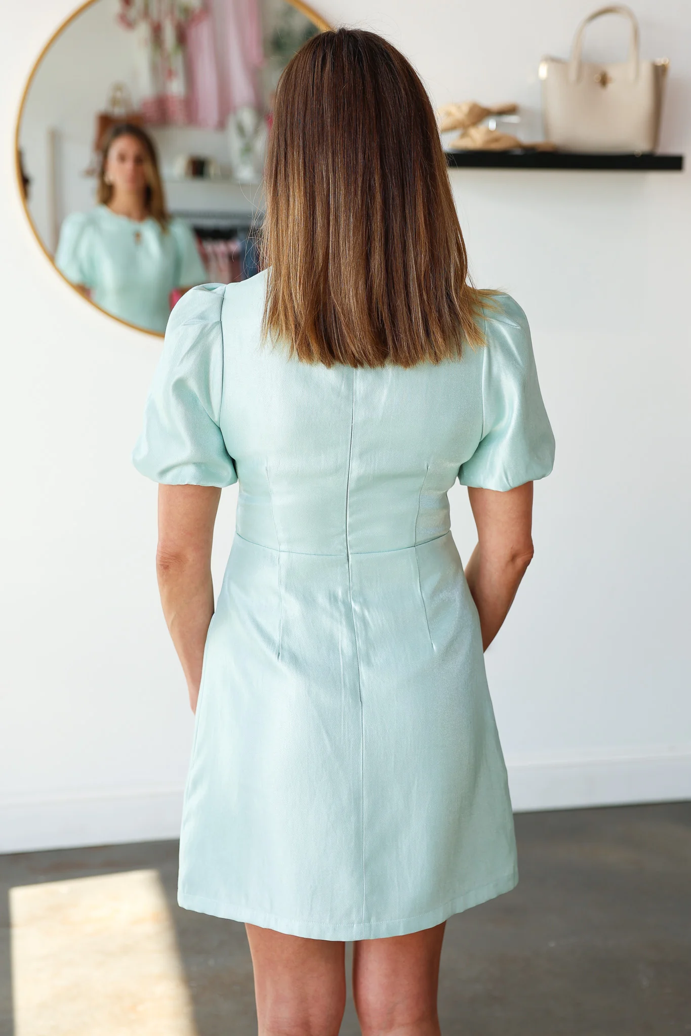 Keyhole Front Mini Dress - Mint - Image 6
