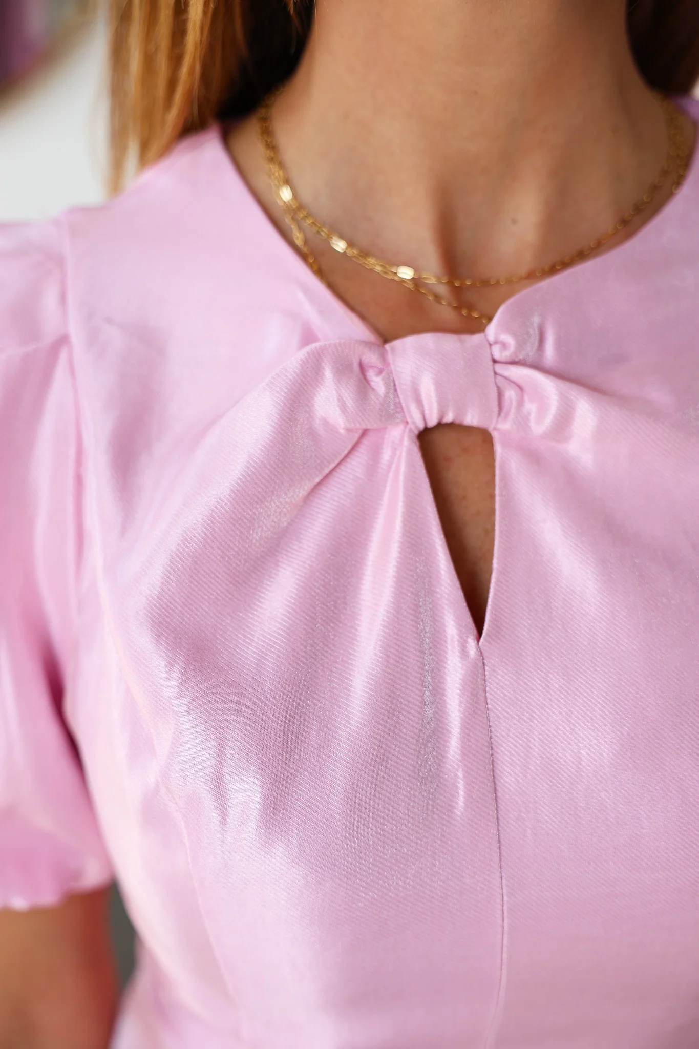 Keyhole Front Mini Dress - Pink - Image 2