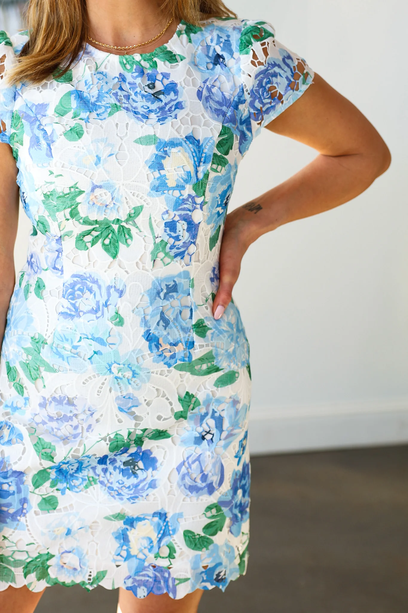 Lace Cap Sleeve Mini Dress - Image 2