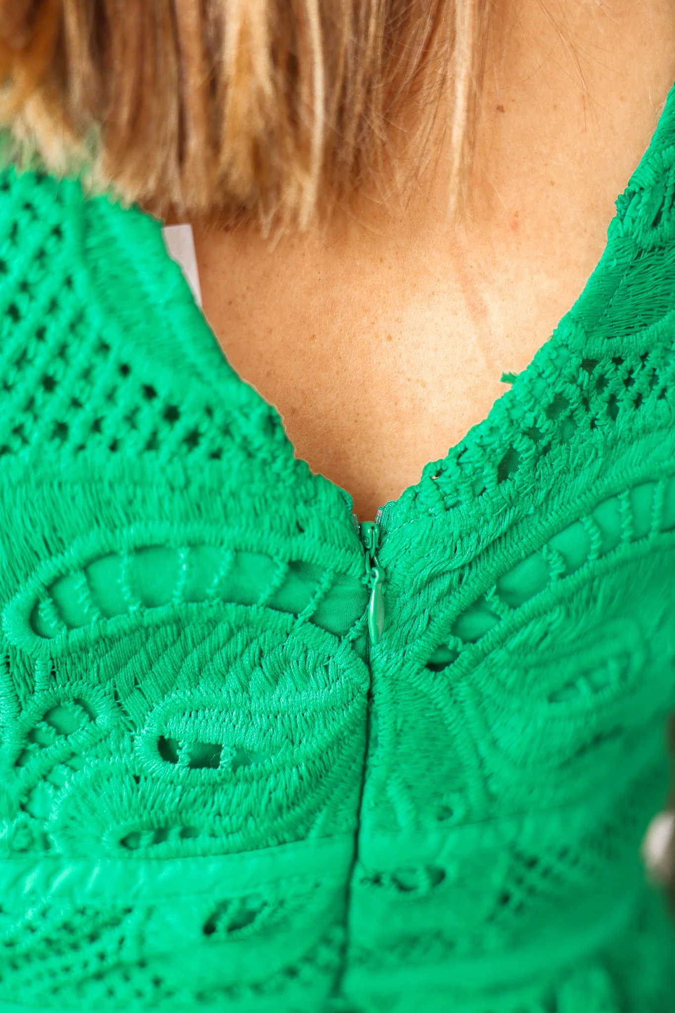 Lace Overlay Midi Dress - Green - Image 7