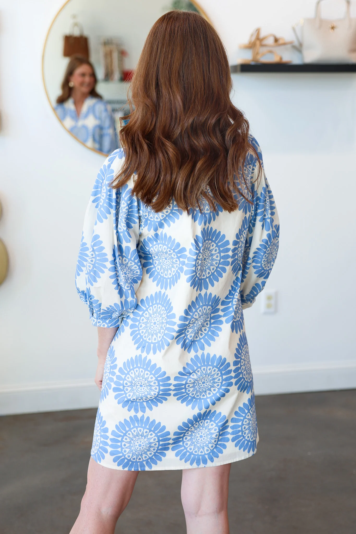 Medallion Floral Mini Dress - Blue - Image 6