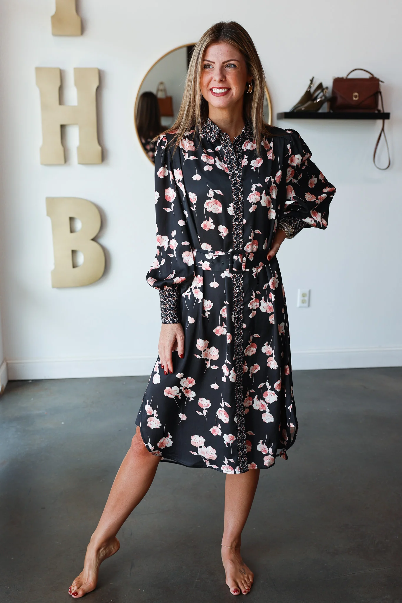 Mixed Print Button Down Dress - Image 2