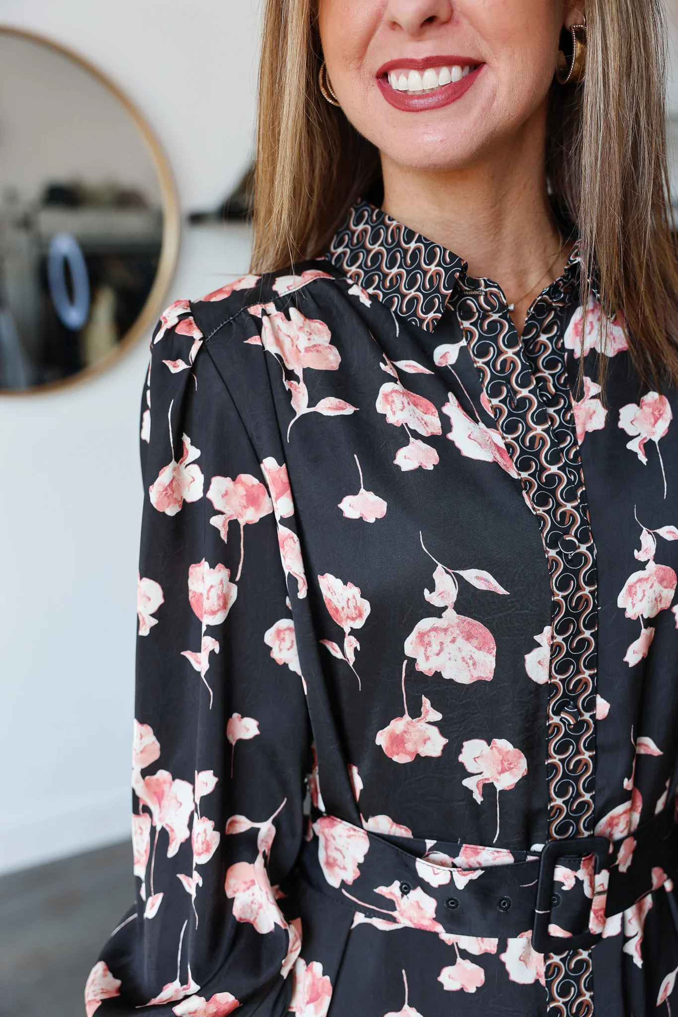 Mixed Print Button Down Dress - Image 6