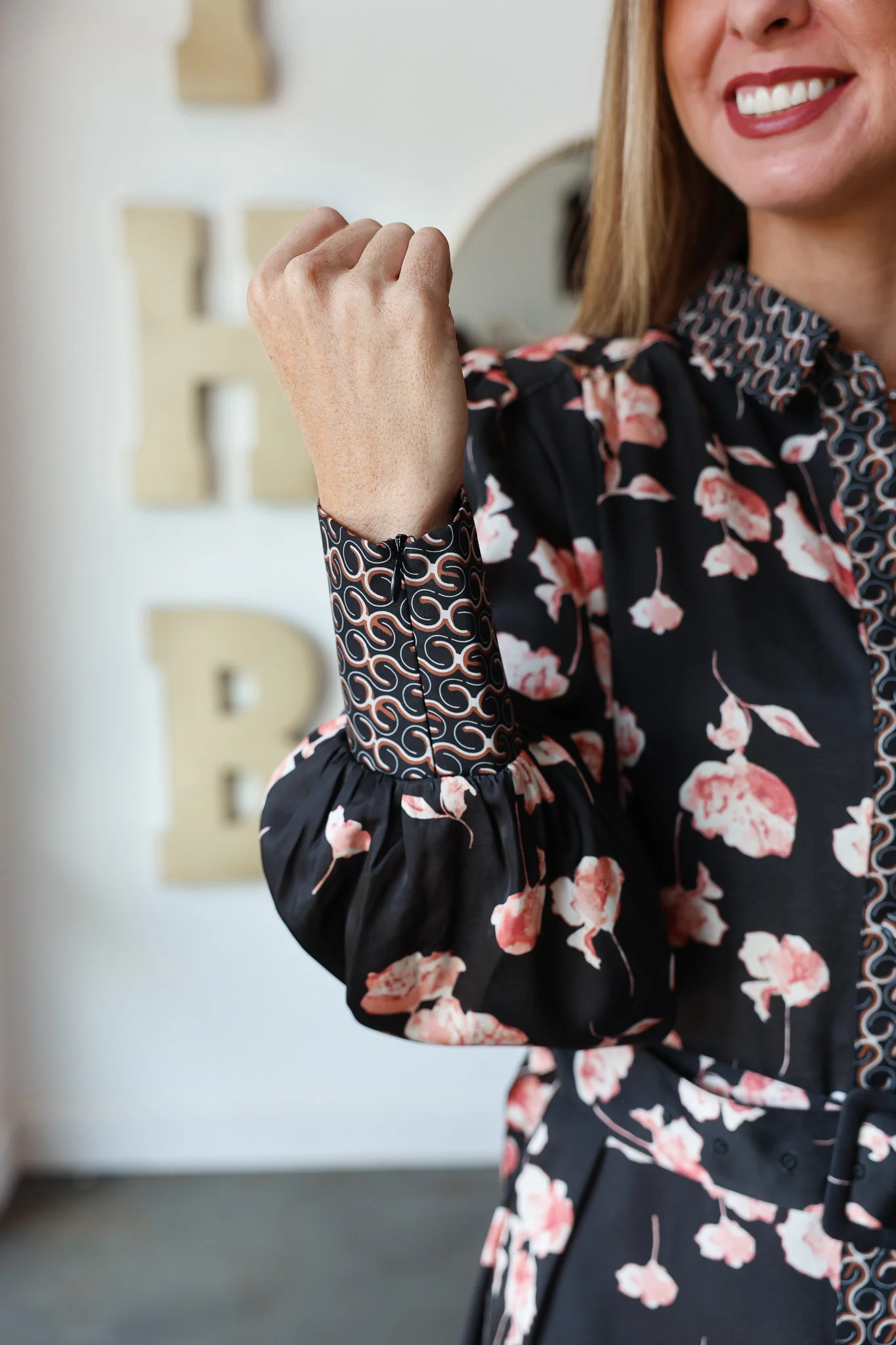 Mixed Print Button Down Dress - Image 7
