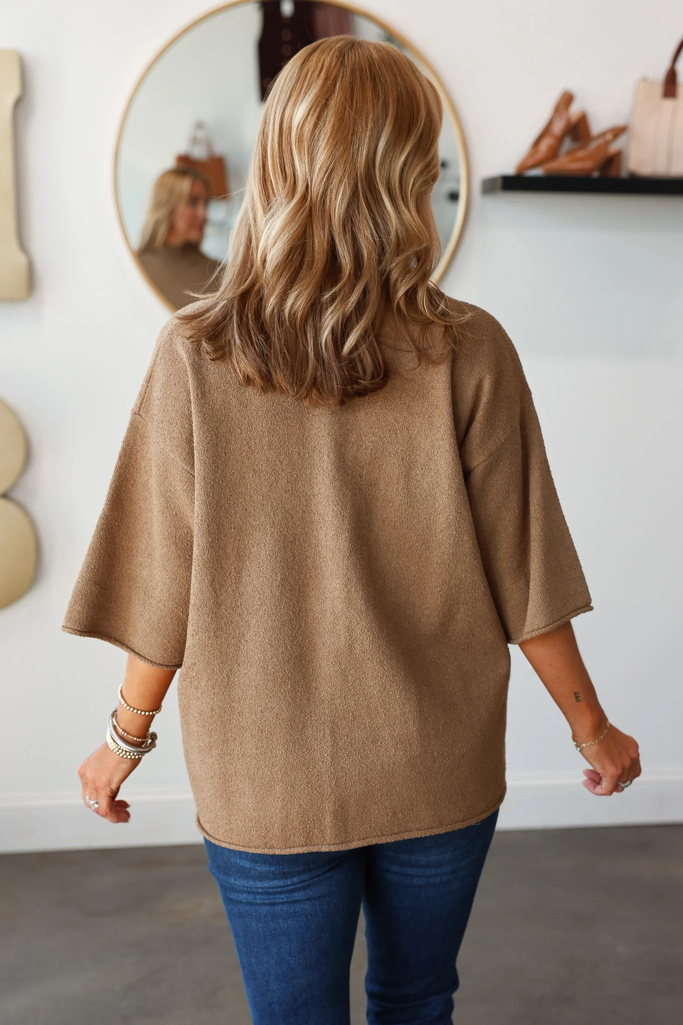 Mock Neck Knit Top - Twig - Image 6