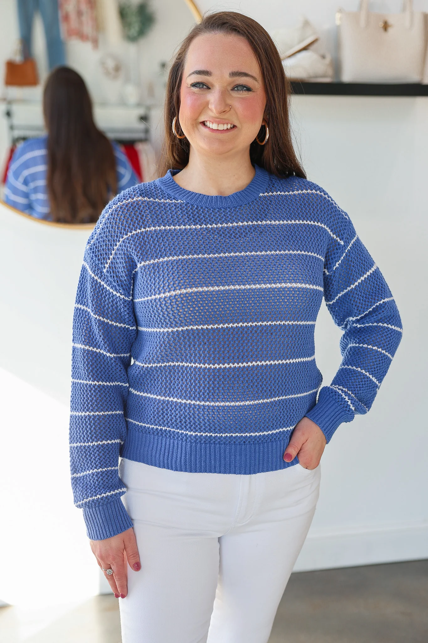 Open Knit Sweater - Pacific - Image 3