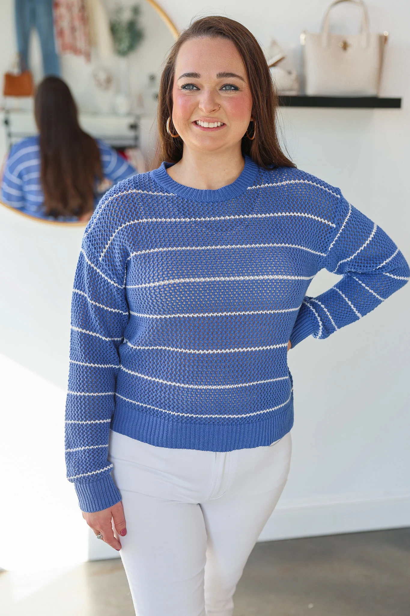 Open Knit Sweater - Pacific - Image 4