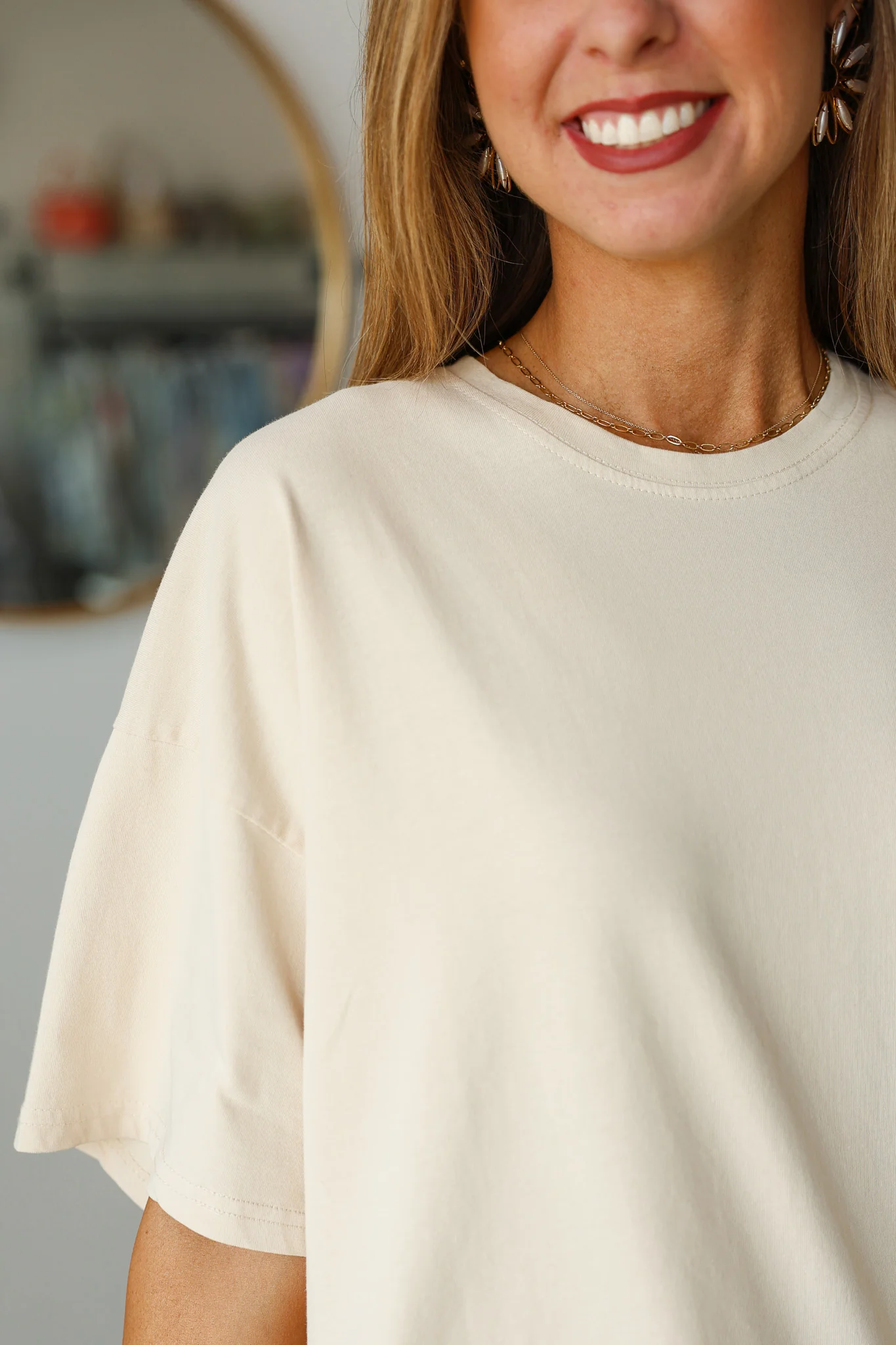 Oversized Boxy Tee - Champagne - Image 8