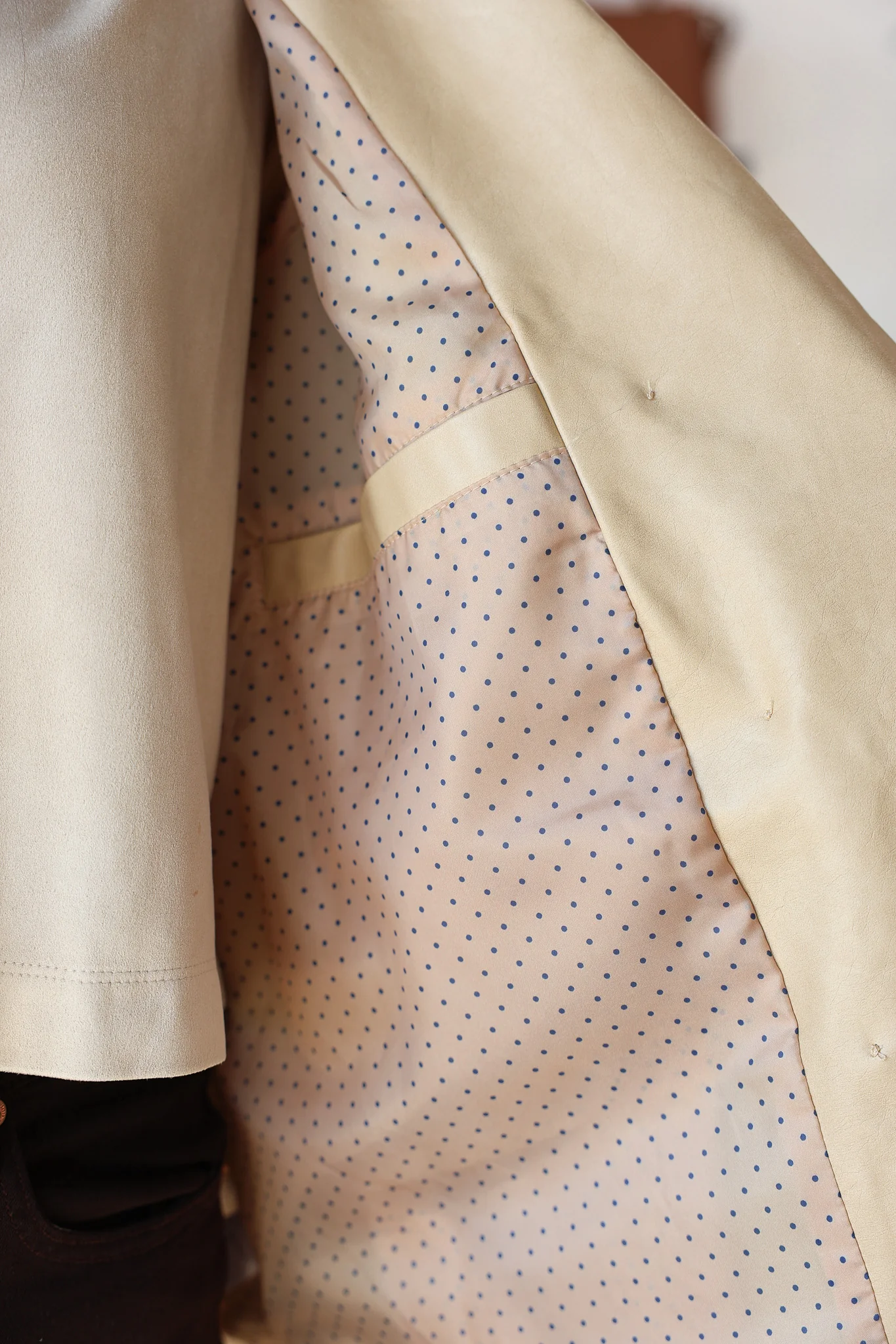 Oversized Faux Leather Jacket - Beige - Image 10