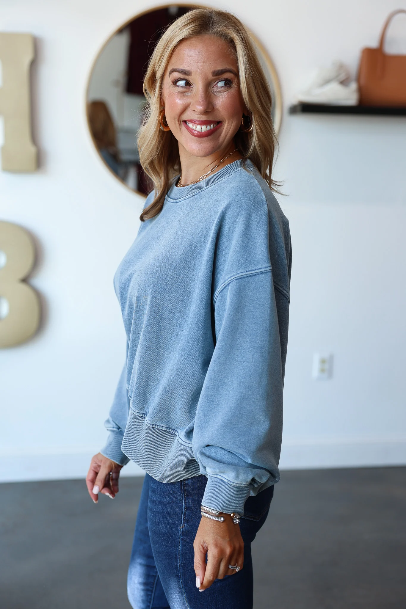 Oversized Sweatshirt - Denim - Image 5