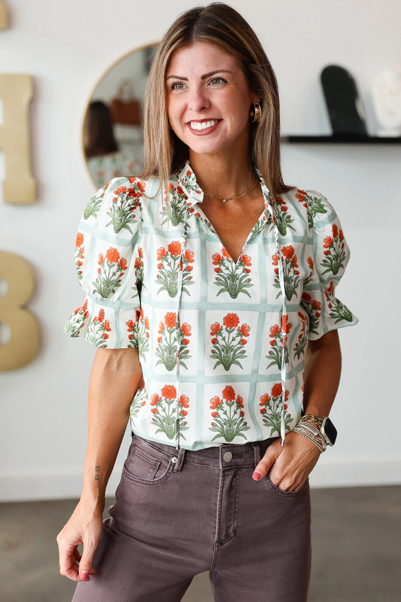 Pattern Block Top - Orange - Image 2