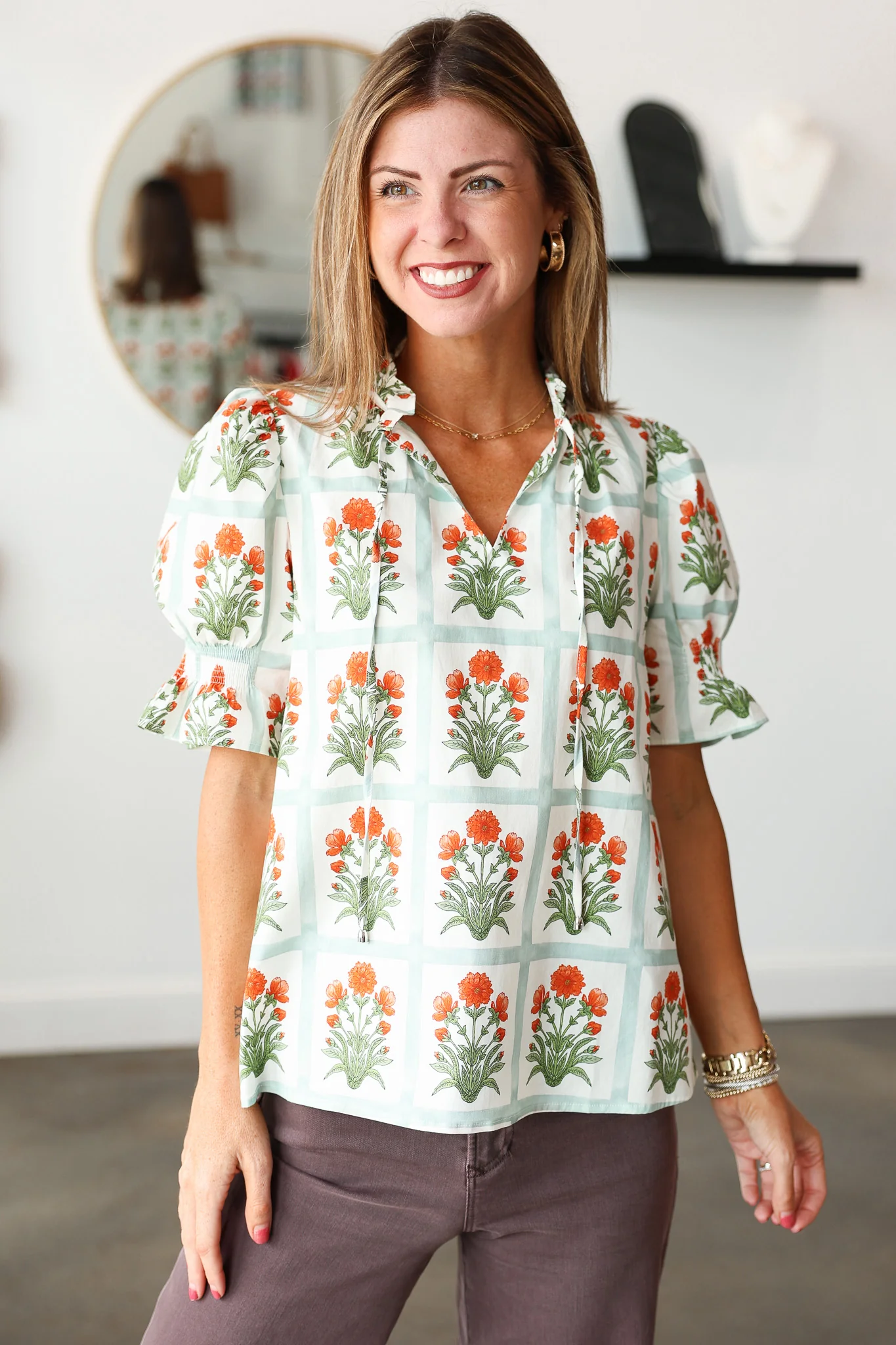 Pattern Block Top - Orange - Image 4
