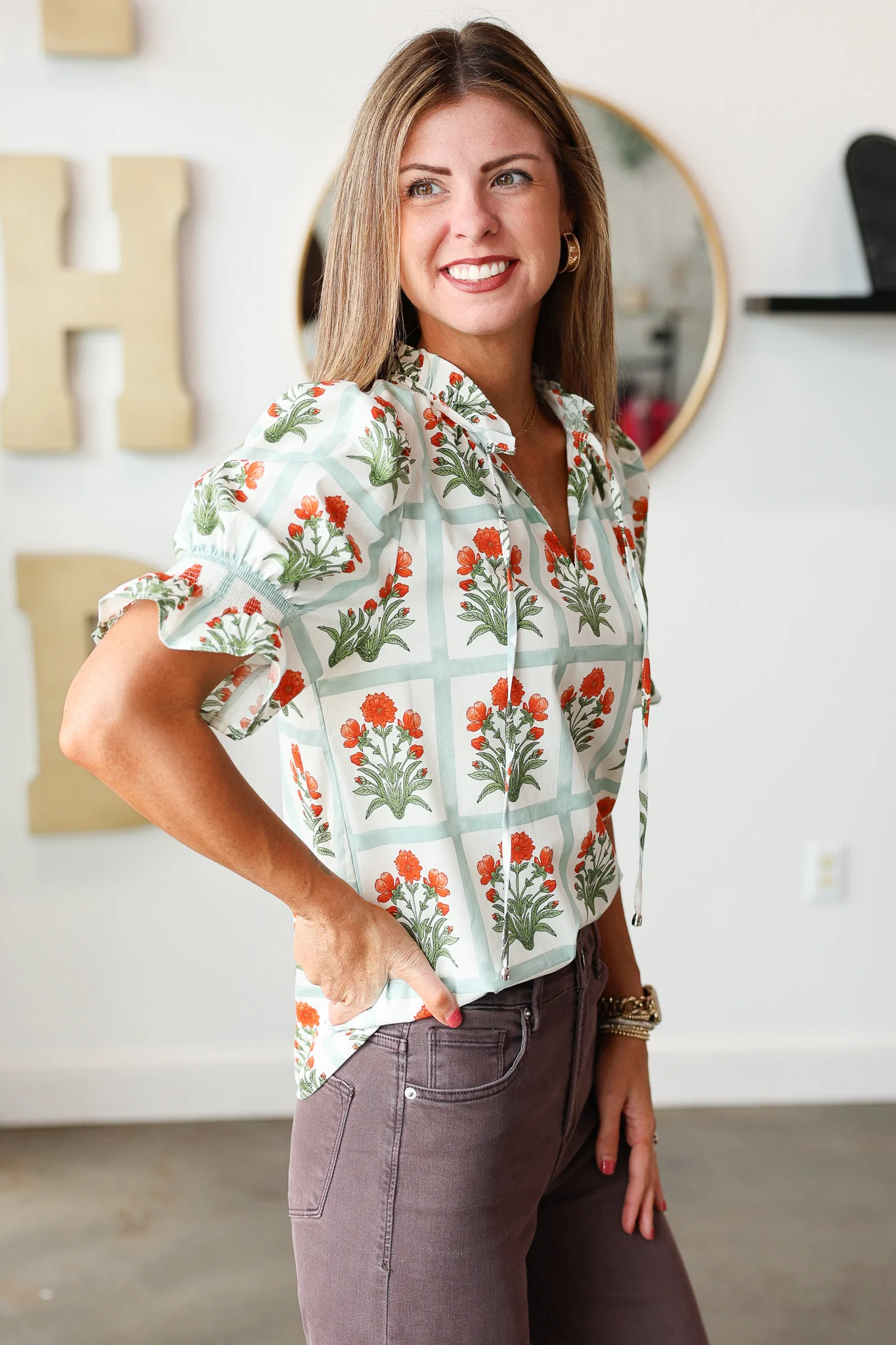 Pattern Block Top - Orange - Image 6