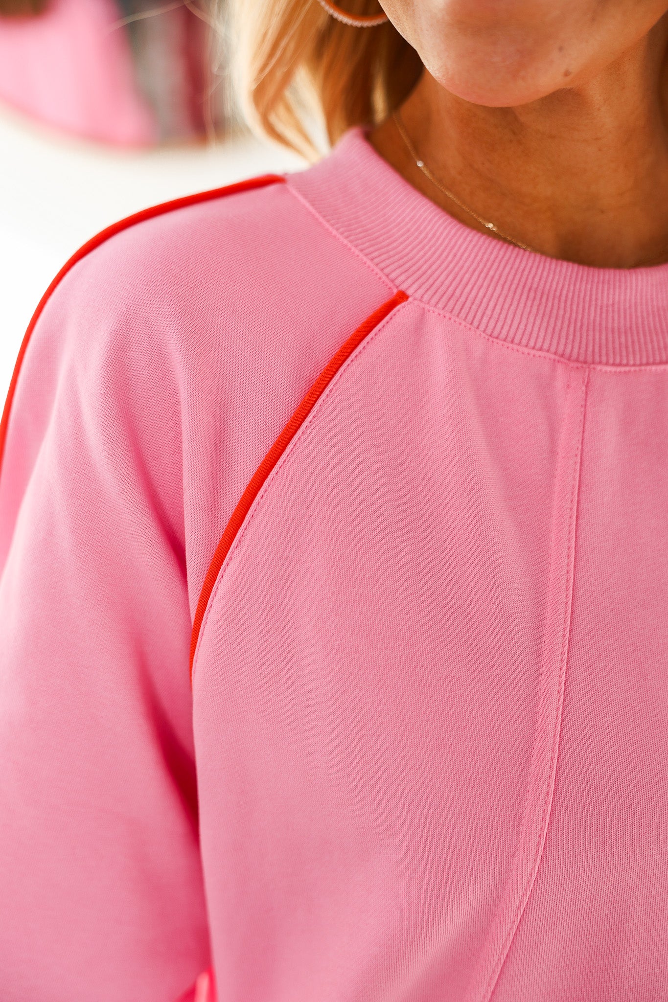 Piping Detail Sweatshirt - Pink - Image 7