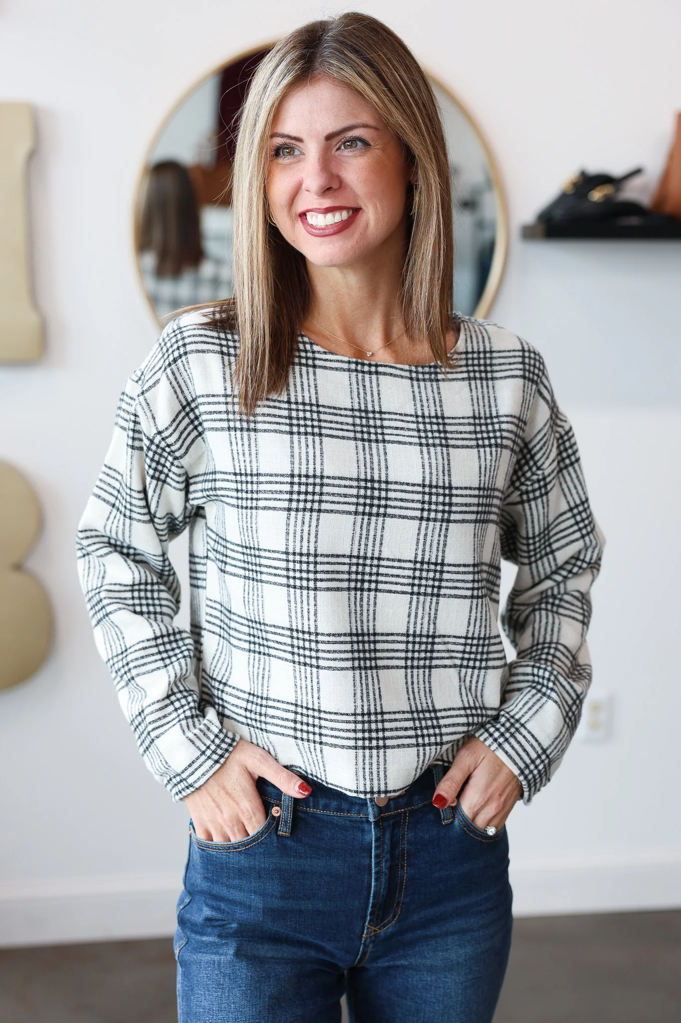Plaid Long Sleeve Top - Image 3