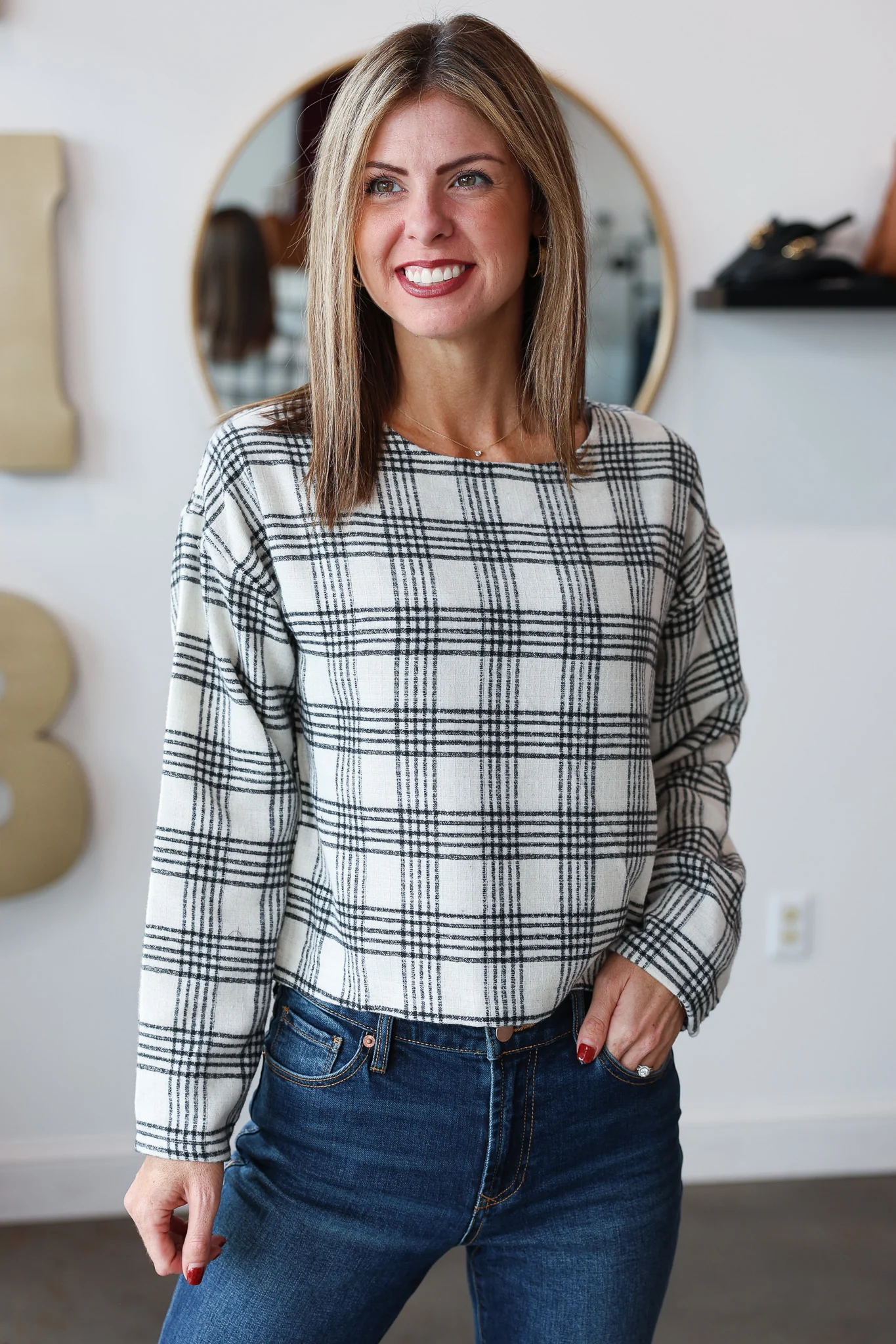 Plaid Long Sleeve Top - Image 4