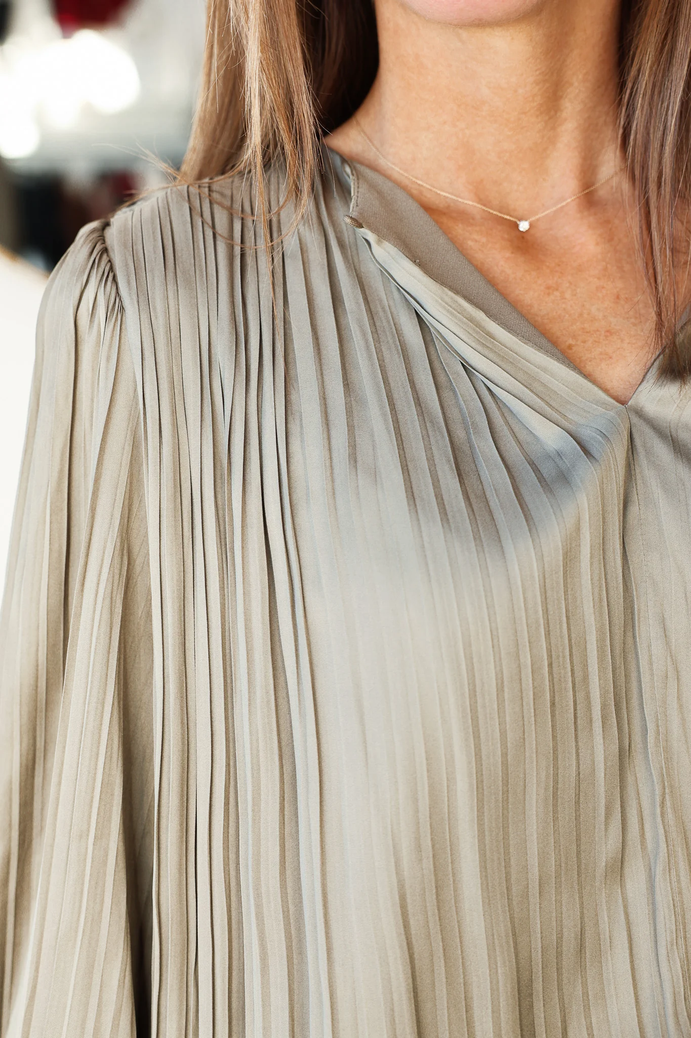 Pleated Blouse - Moss Gray - Image 7