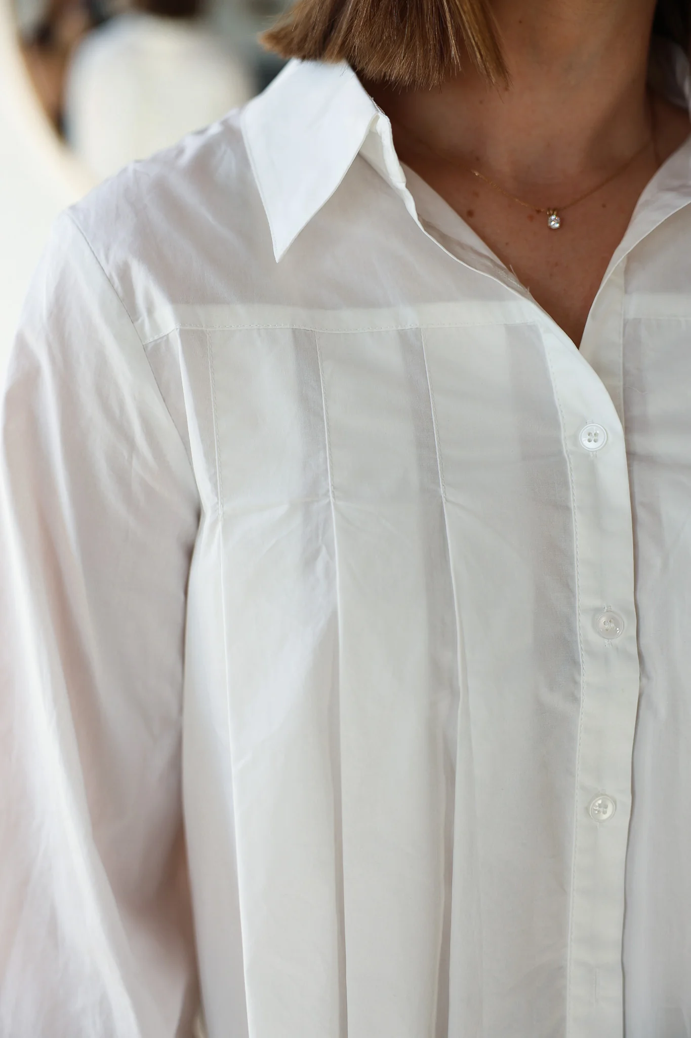 Pleated Button Down Top - White - Image 7