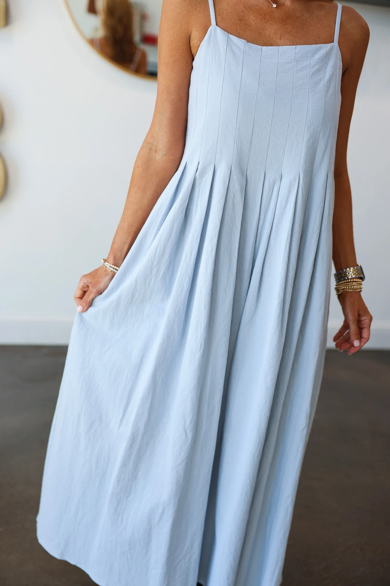 Pleated Midi Dress - Sky - Image 3