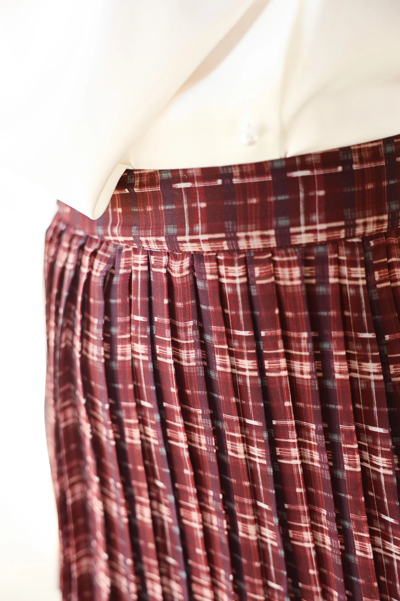 Pleated Tiered Skirt - Burgundy - Image 6