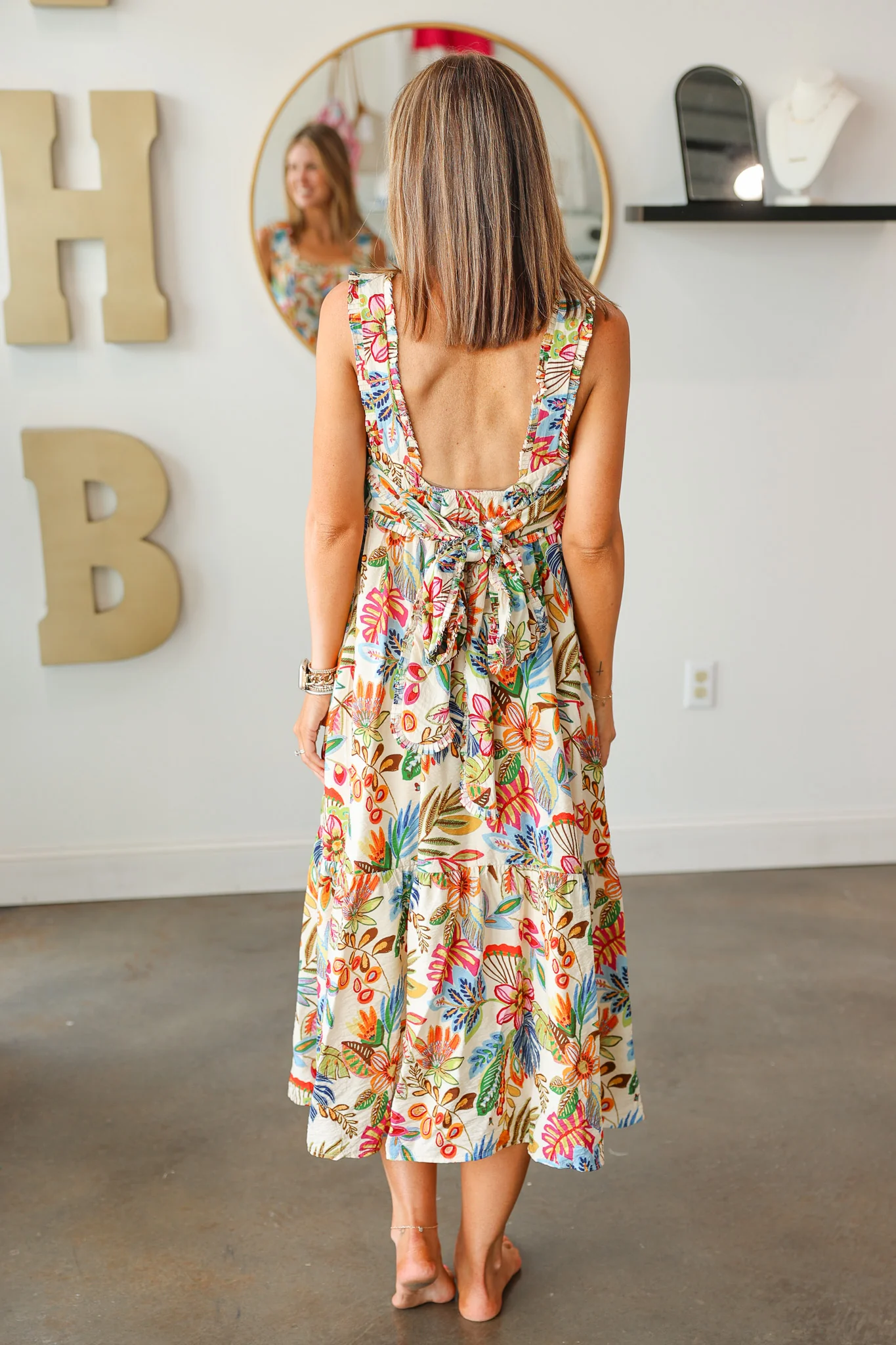 Pleated Trim Floral Dress - Image 6