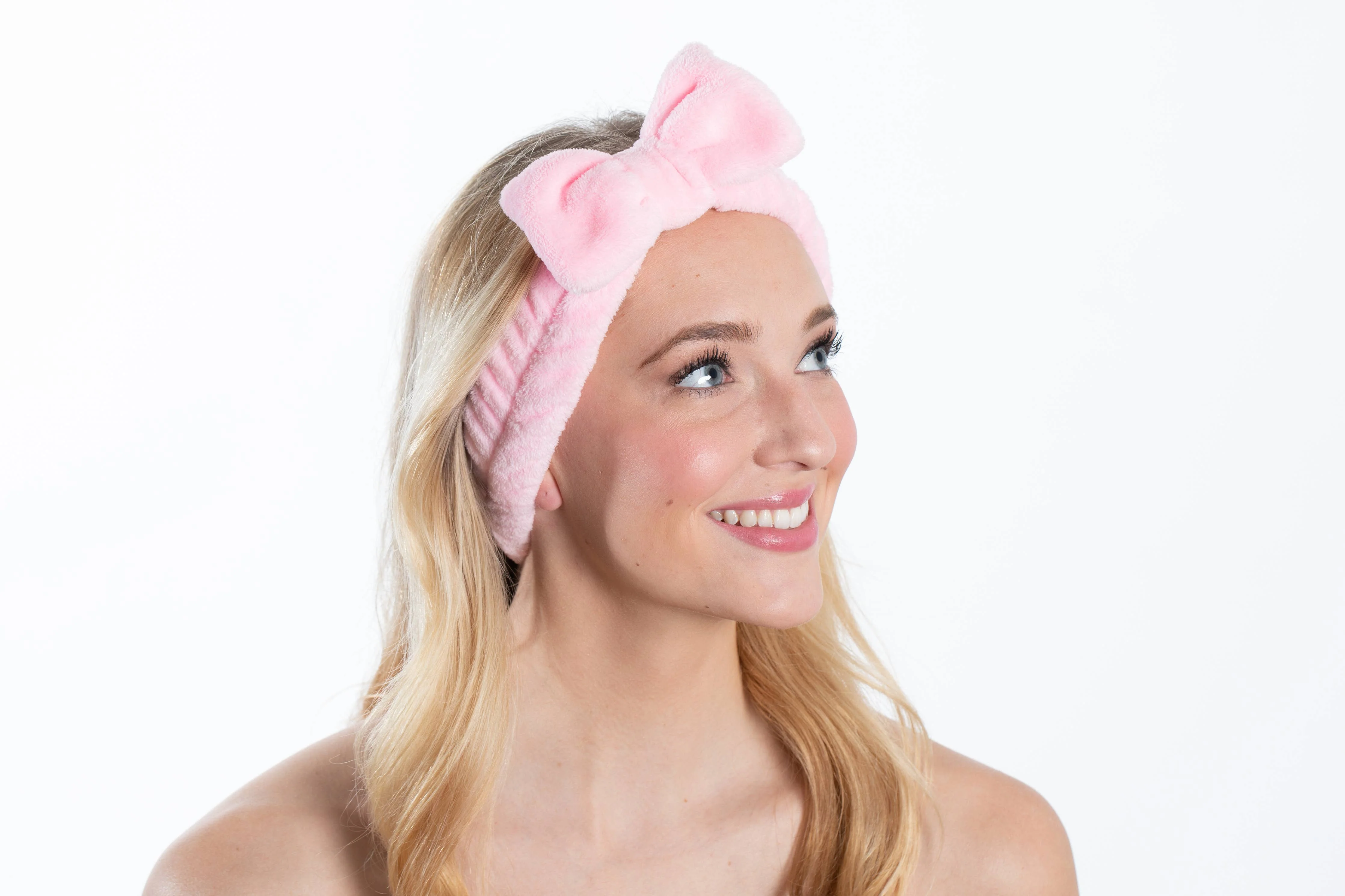 Plush Bow Spa Headband - Pink - Image 2