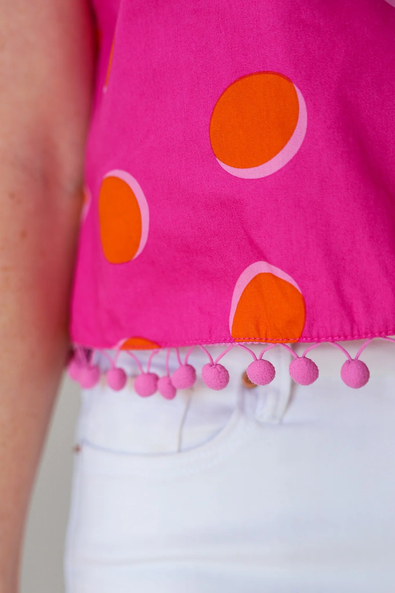 Pom Pom Trim Tank - Pink - Image 10