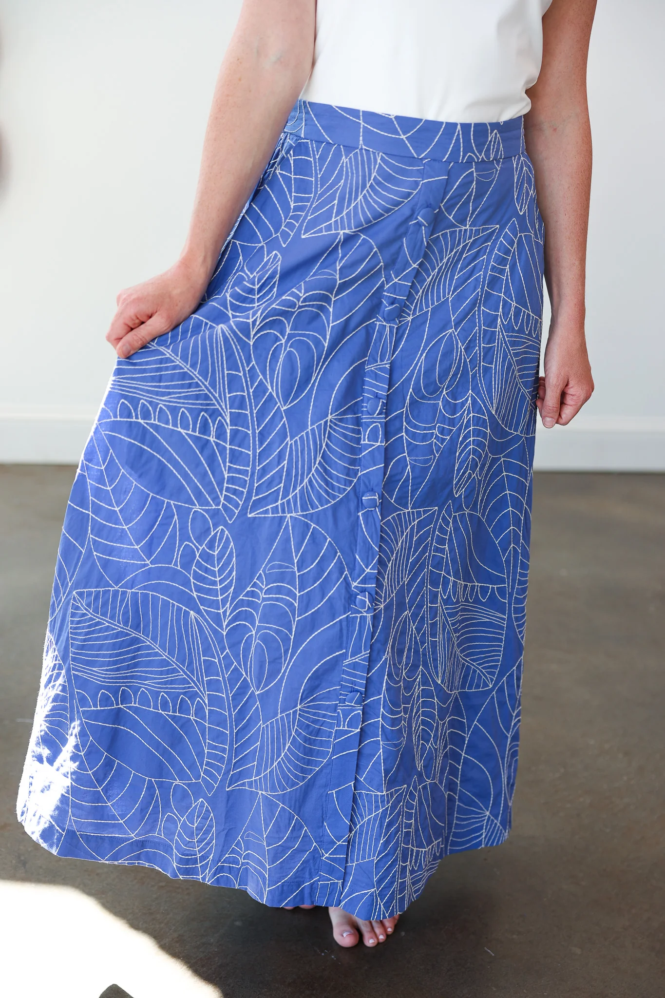 Printed Midi Skirt - Blue - Image 11