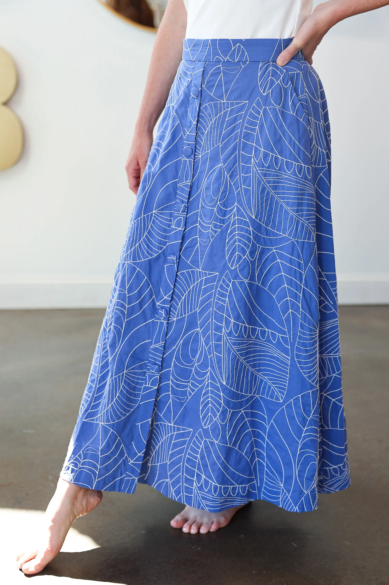 Printed Midi Skirt - Blue - Image 2