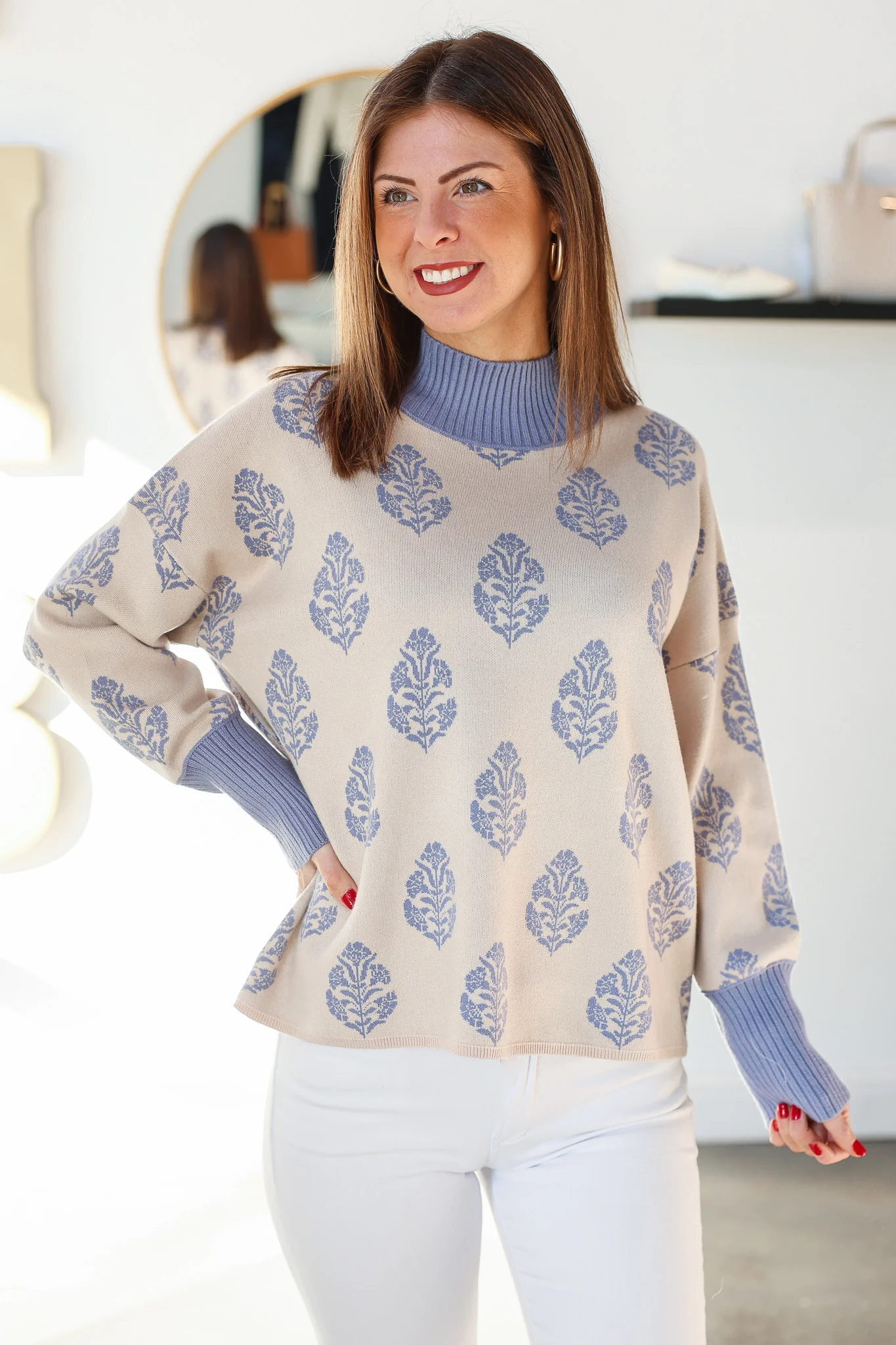Printed Sweater - Cornflower Blue - Image 2