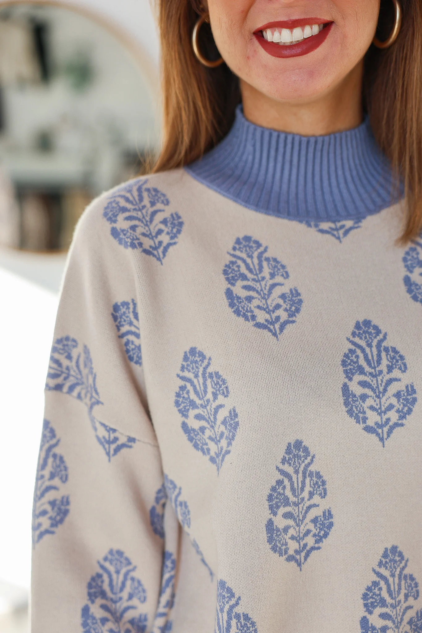 Printed Sweater - Cornflower Blue - Image 7