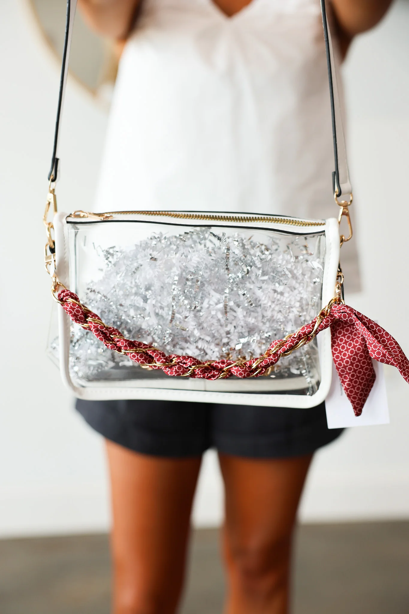 Rectangle Clear Crossbody Bag - White - Image 6