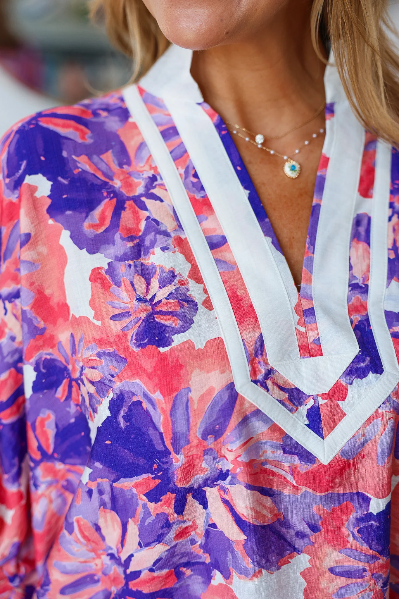 Relaxed Floral Top - Coral Purple - Image 6