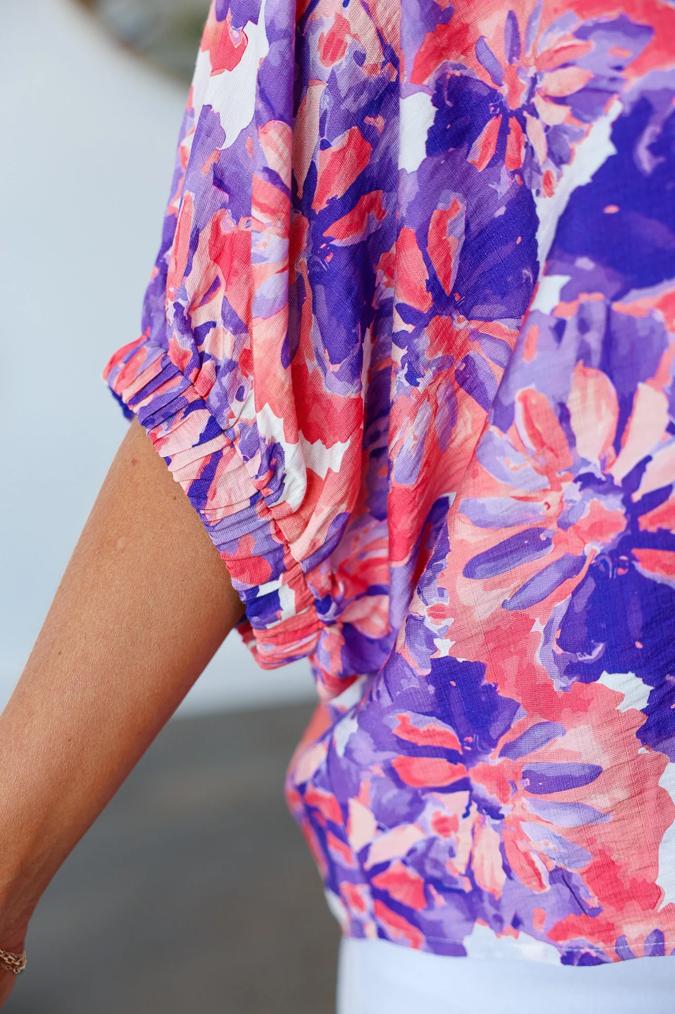 Relaxed Floral Top - Coral Purple - Image 7