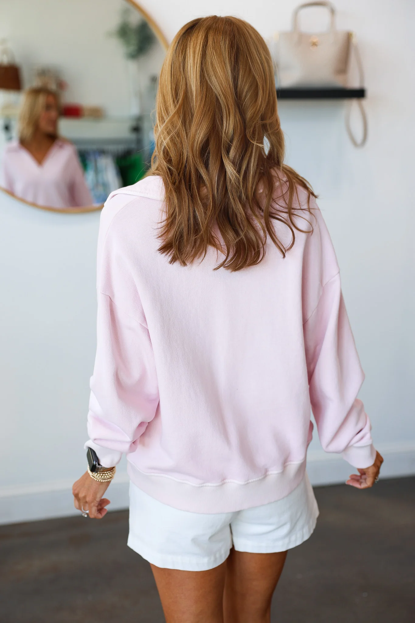 Relaxed Polo Pullover - Light Pink - Image 7