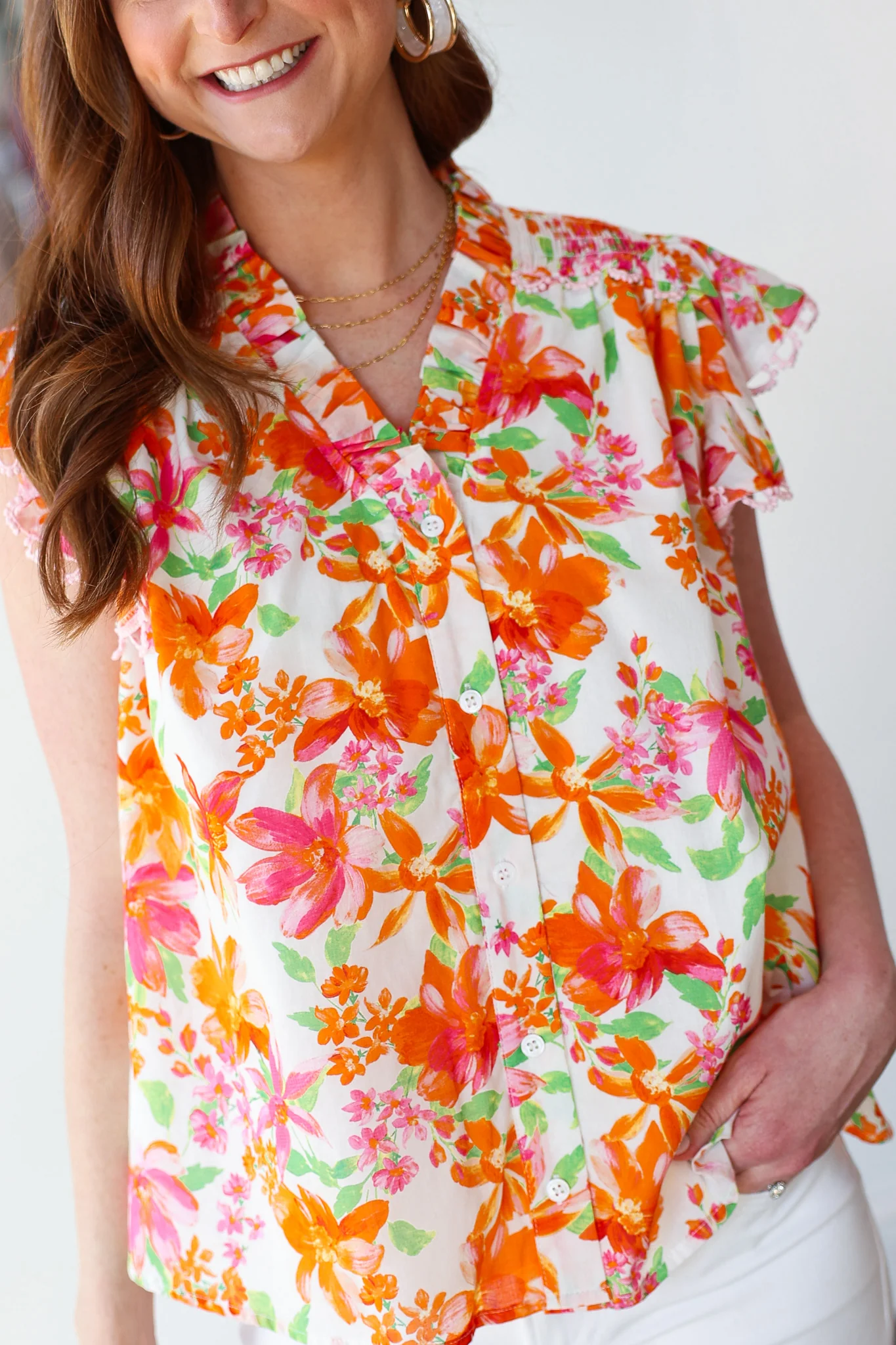 Ruffle Collar Floral Blouse - Image 2