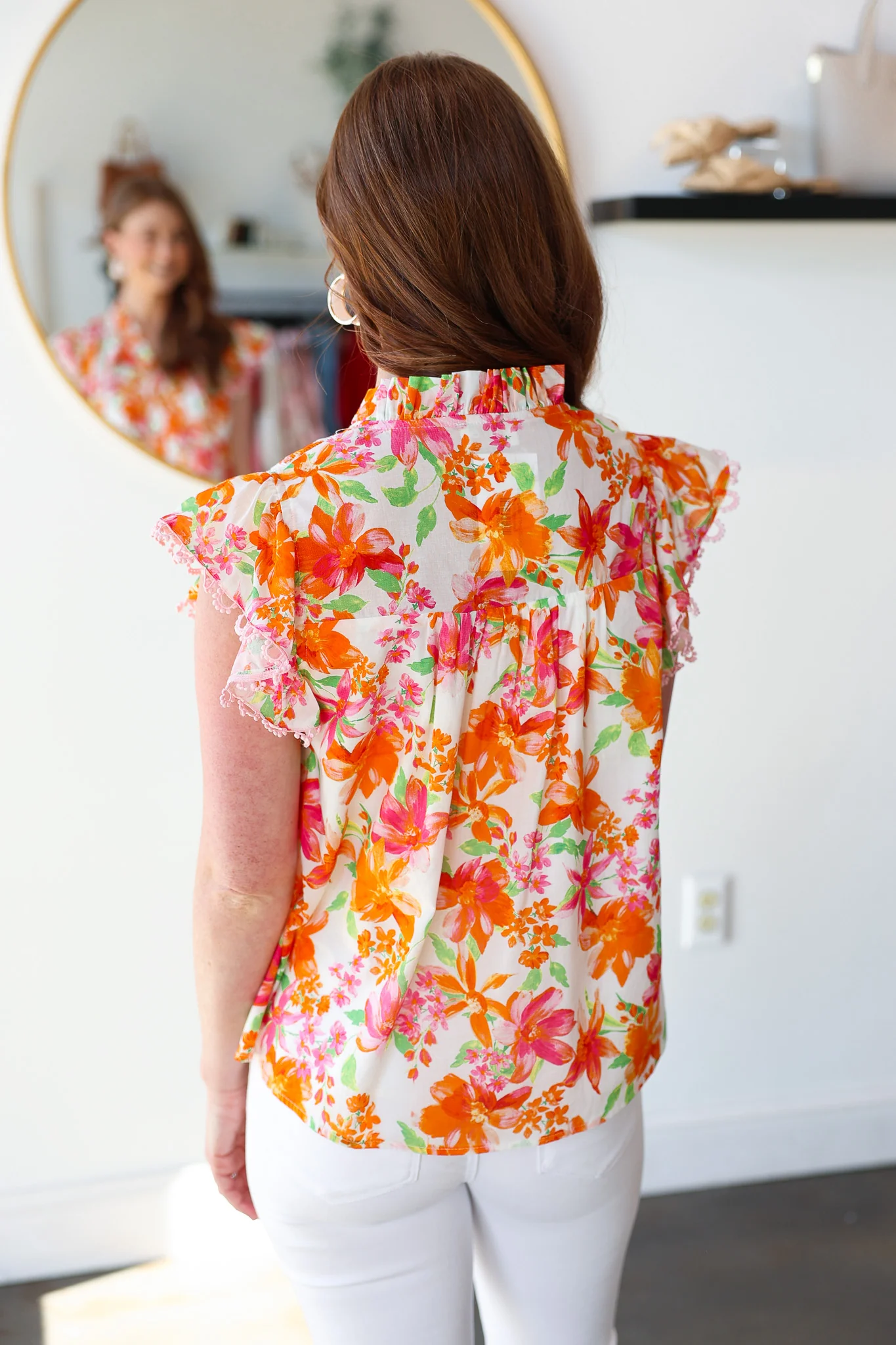 Ruffle Collar Floral Blouse - Image 6