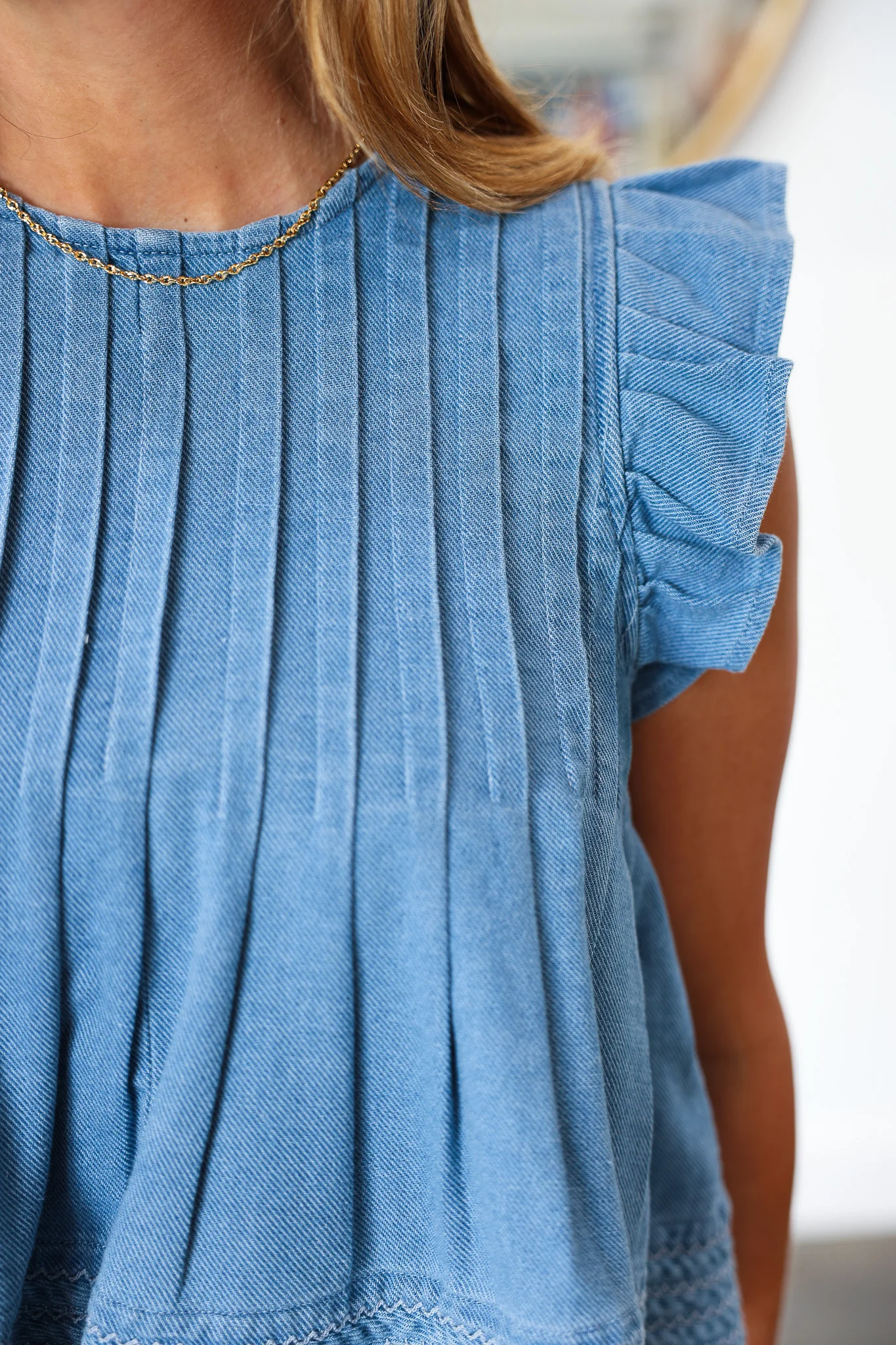 Ruffle Denim Top - Image 2
