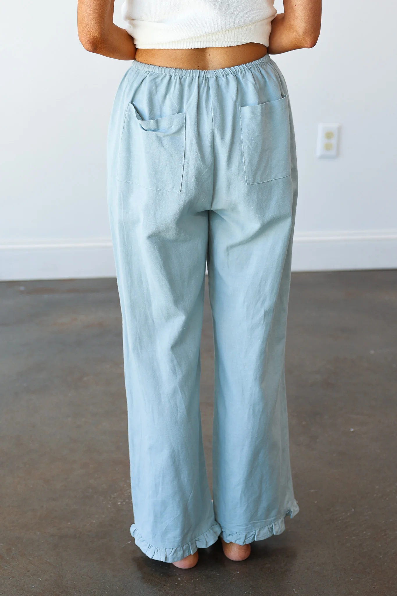 Ruffle Hem Pants - Sage - Image 5
