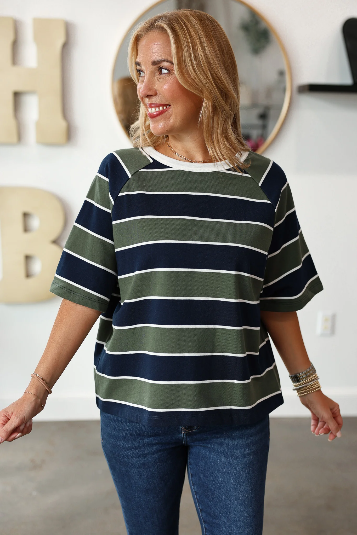 Rugby Style Top - Olive/Navy - Image 3