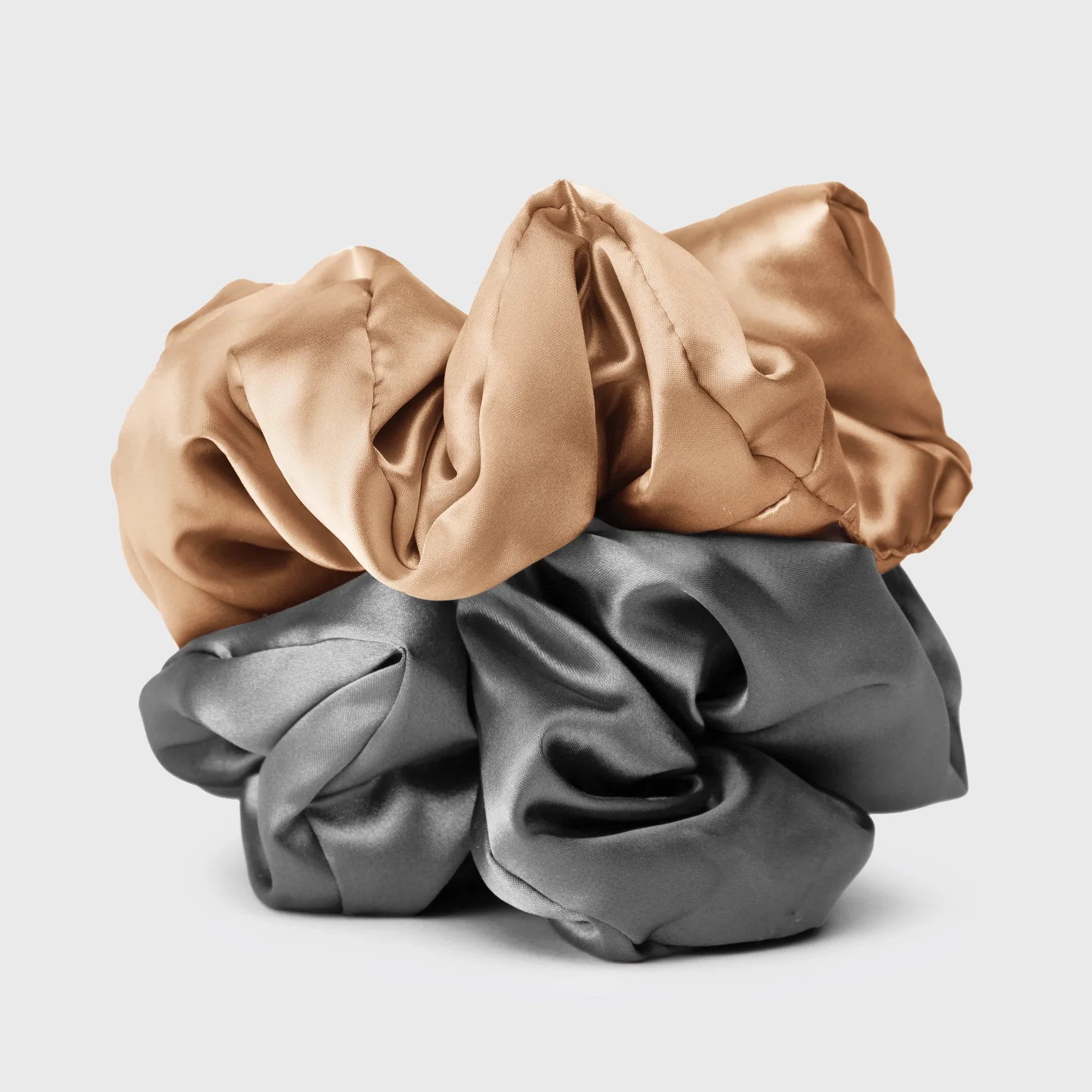 Satin Sleep Pillow Scrunchies - Gold/Charcoal - Image 3