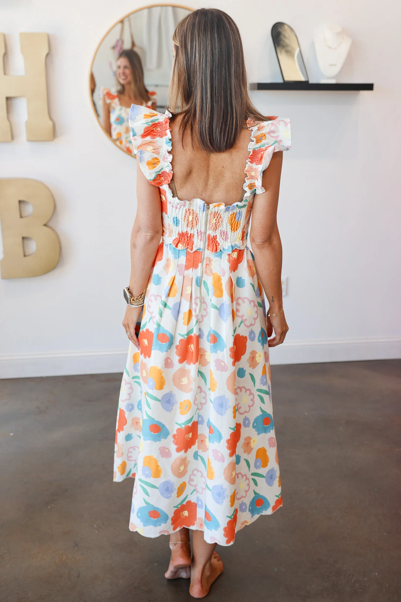Scalloped Edge Floral Dress - Image 5