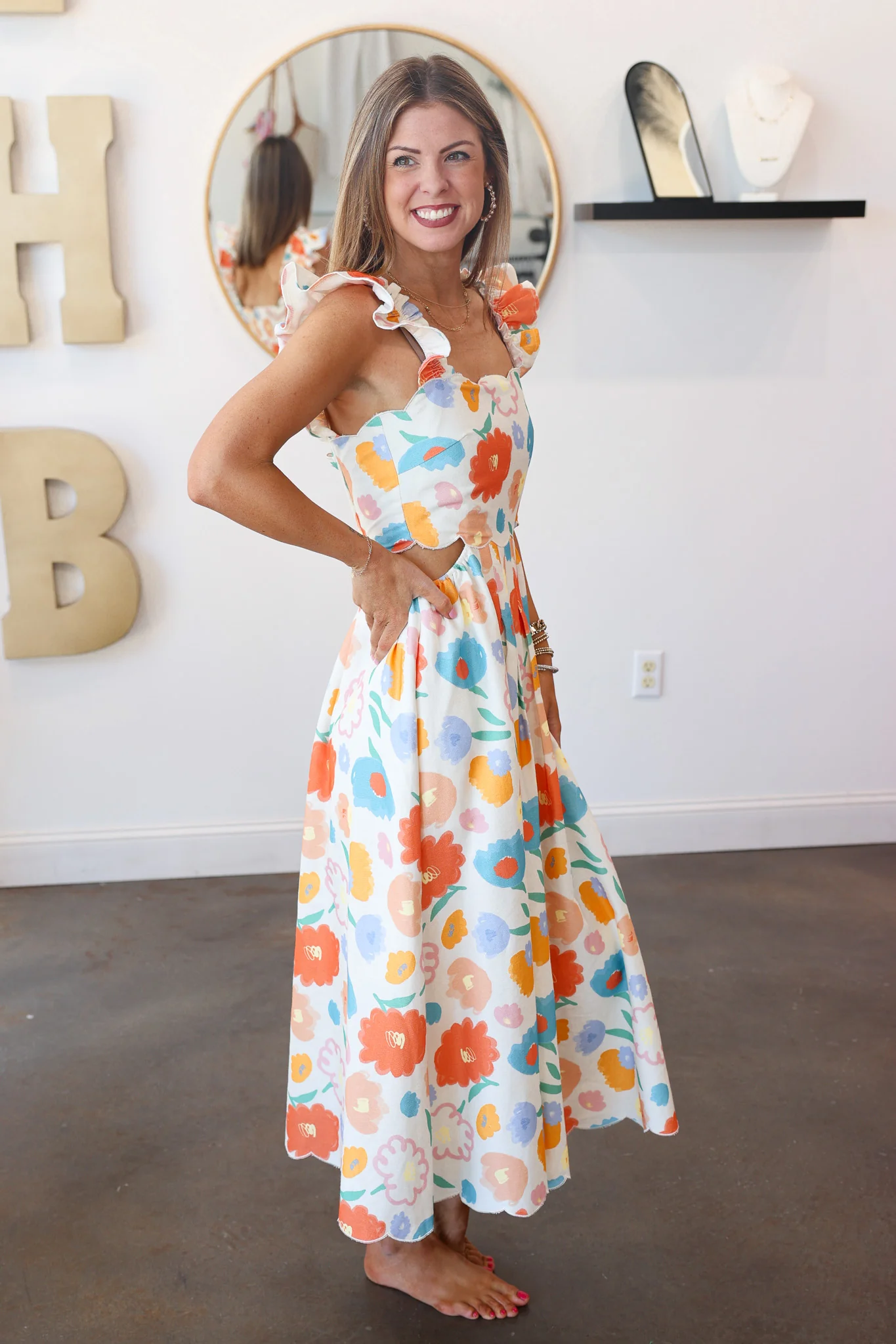 Scalloped Edge Floral Dress - Image 6