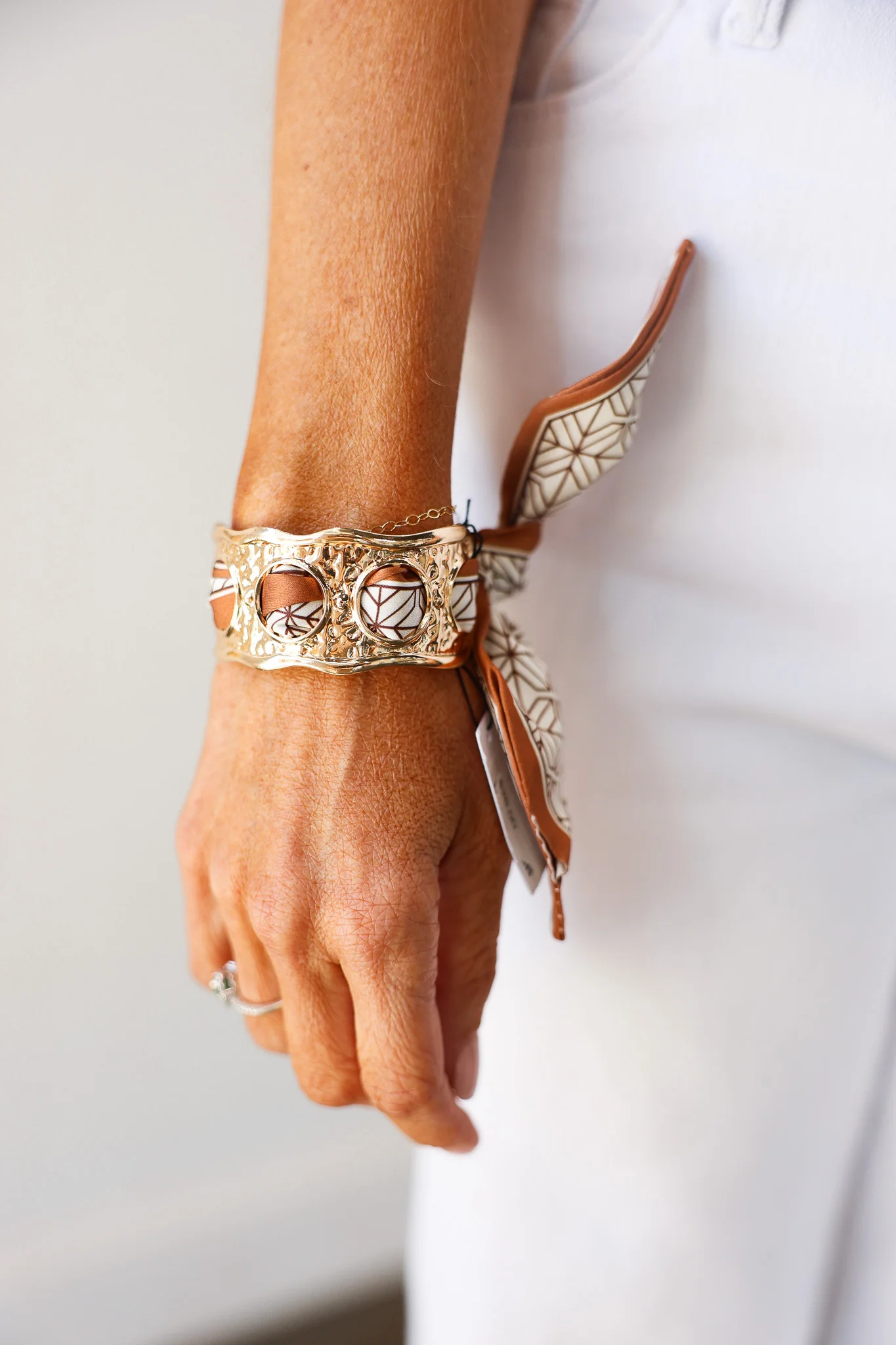 Scarf Cuff Bracelet - Tan - Image 2